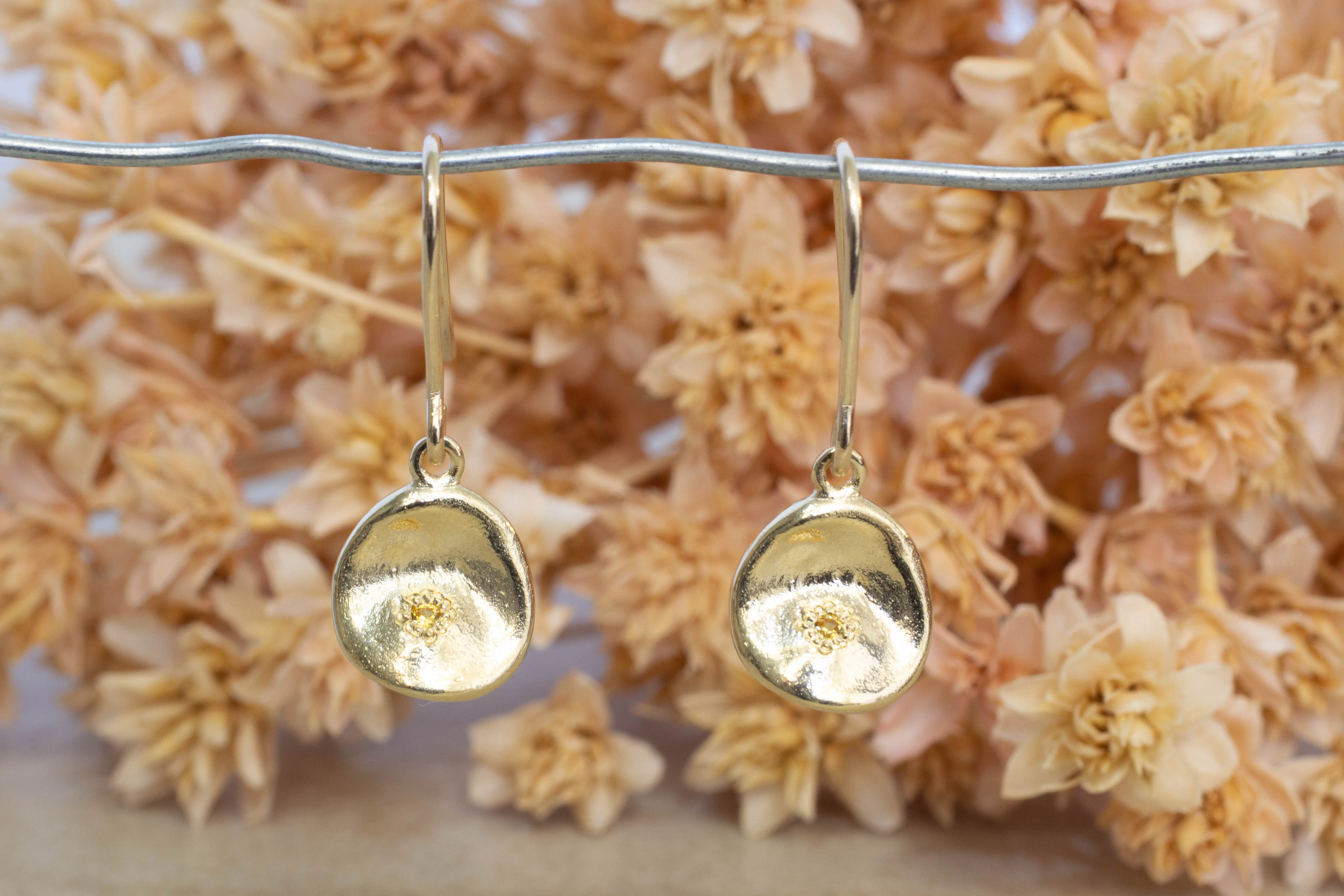 Water Drop Earrings - Yellow Gold with Yellow Sapphires sold by Sophie Divett Jewelry product image thumbnail 4