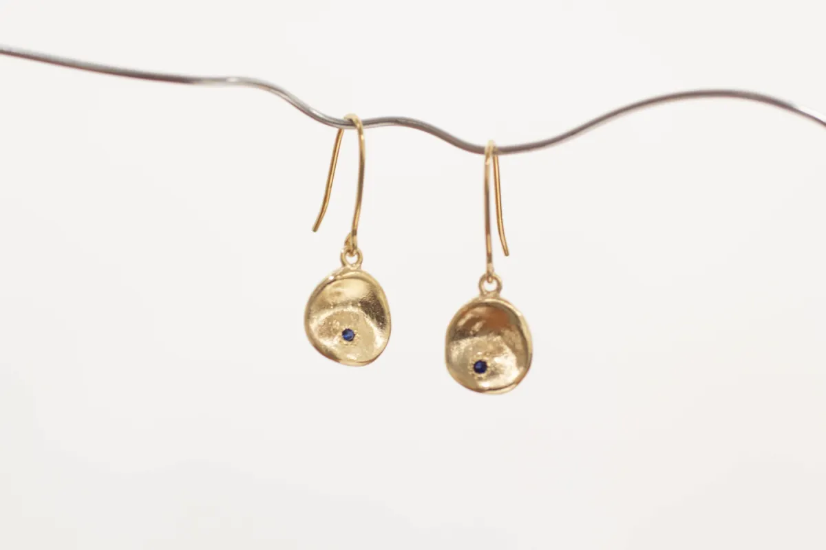 Water Drop Earrings - Yellow Gold with Blue Sapphires sold by Sophie Divett Jewelry
