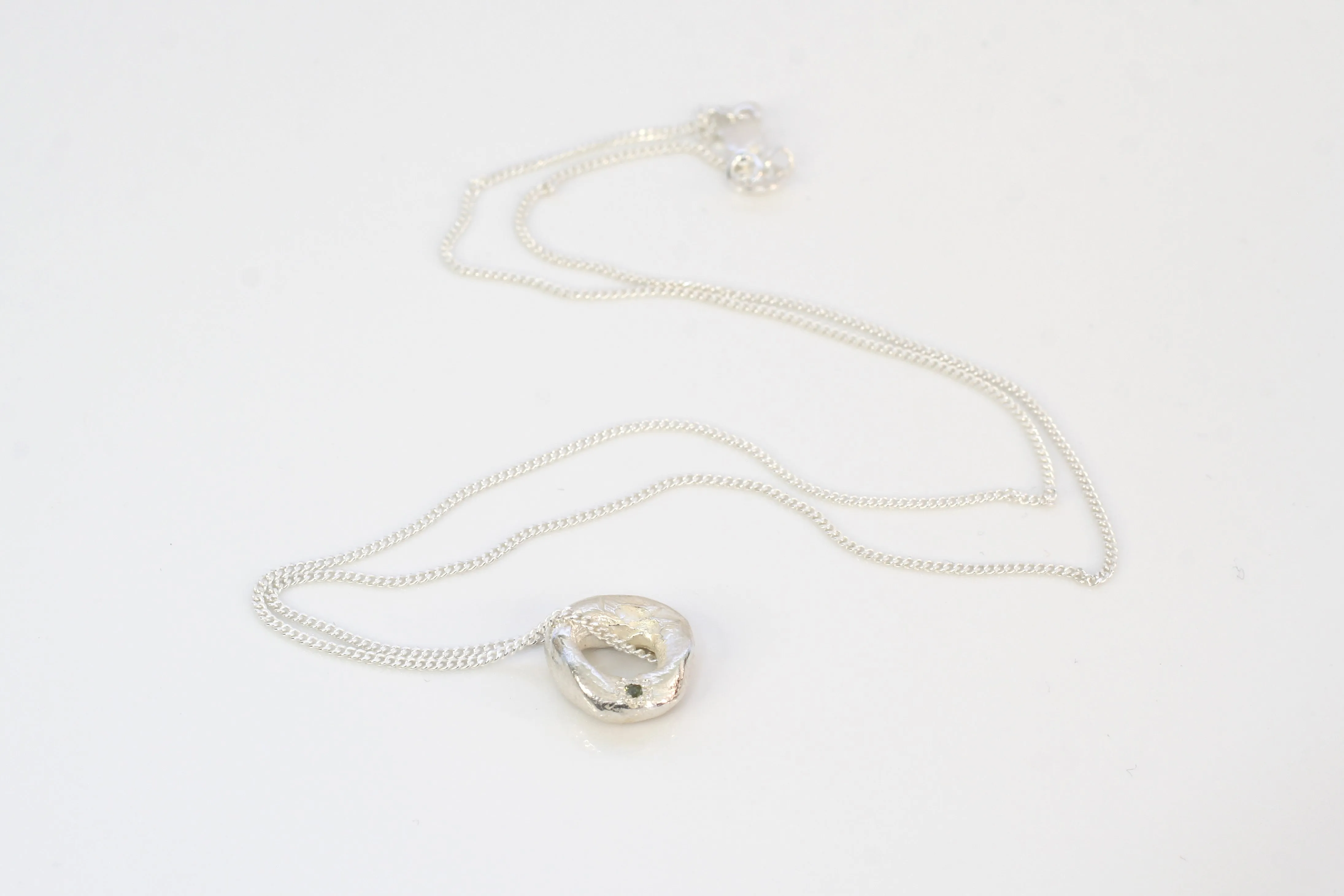 Circle Pendant with Sapphire - Small - Sterling Silver sold by Sophie Divett Jewelry product image thumbnail 3