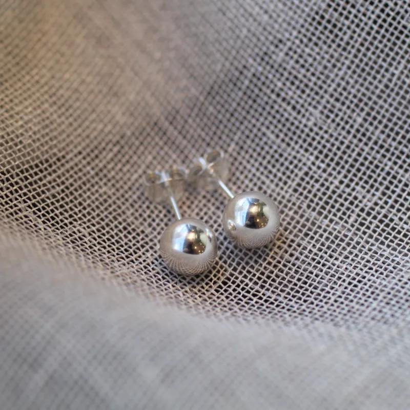 Ball stud Earrings - 7mm - Sterling Silver sold by Sophie Divett Jewelry