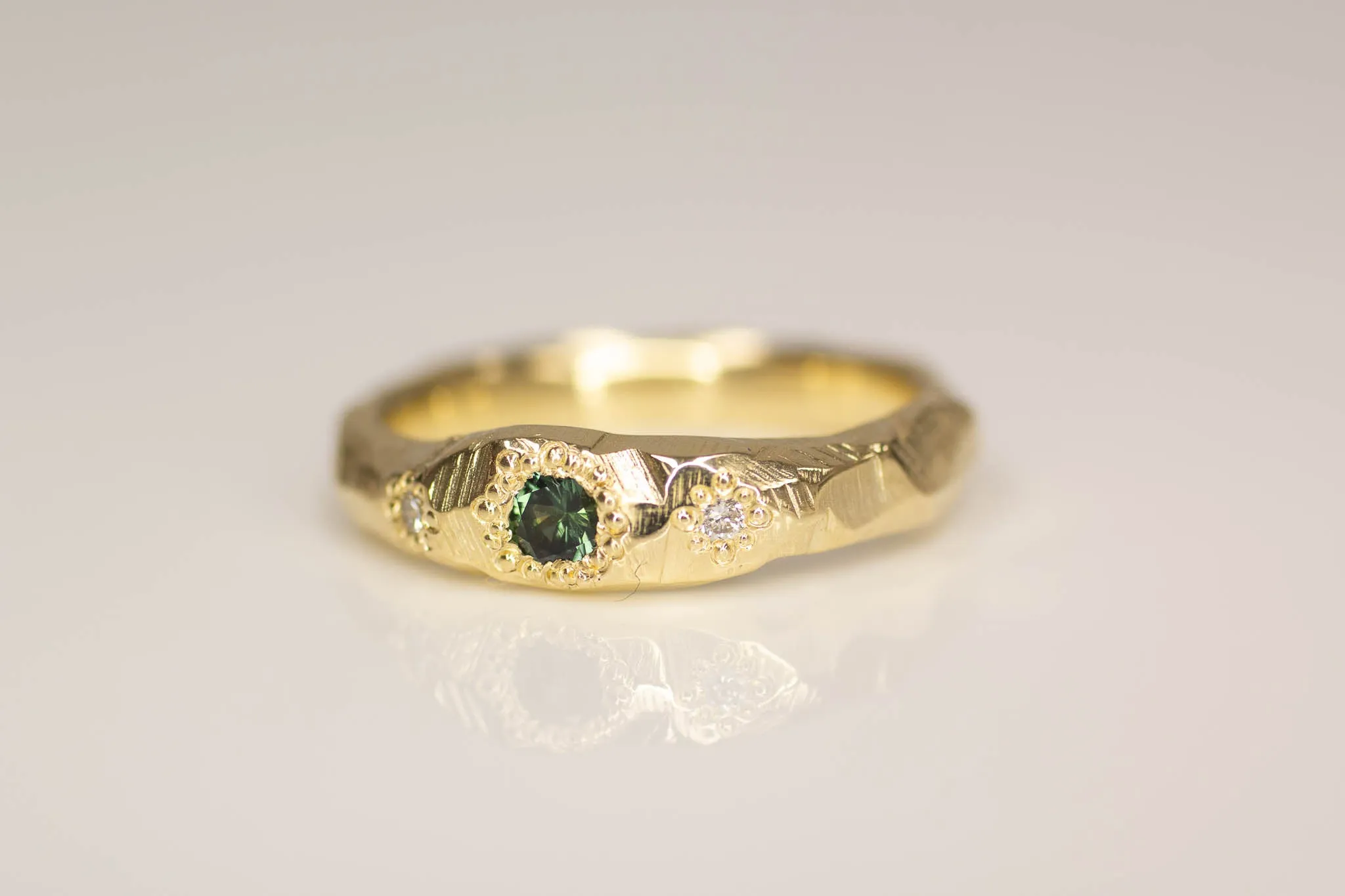 Hestia Ring - Yellow Gold with Green Sapphire and Diamonds sold by Sophie Divett Jewelry product image thumbnail 3