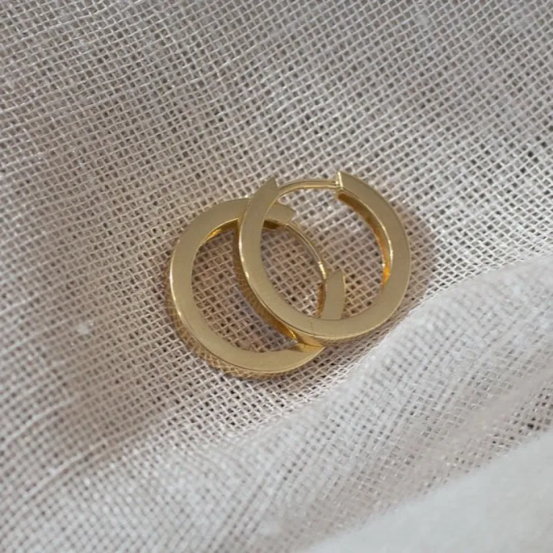 Square Profile Huggie Earrings - 18mm - 9ct Yellow Gold sold by Sophie Divett Jewelry