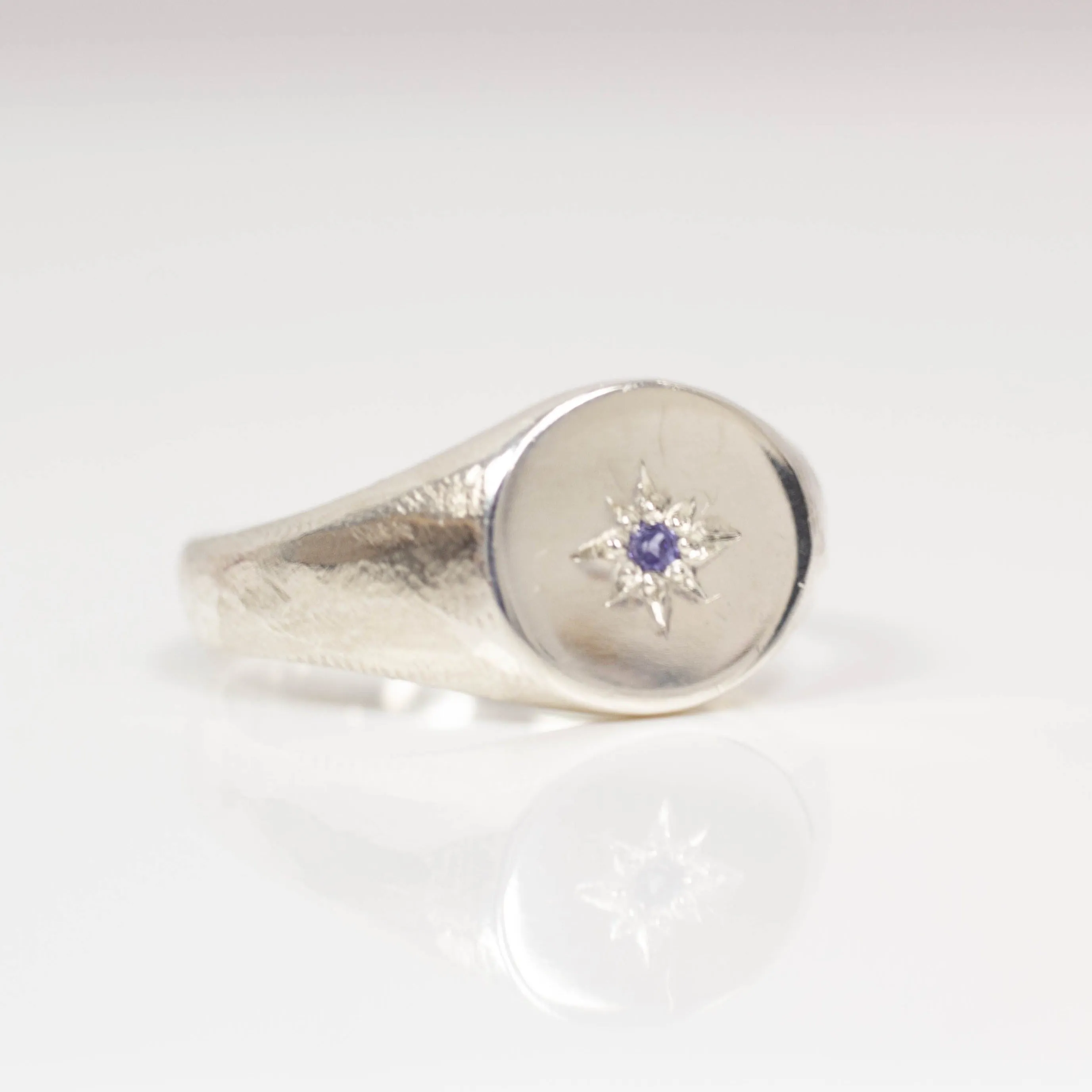 Signet Ring - Sterling Silver with Blue Tanzanite sold by Sophie Divett Jewelry