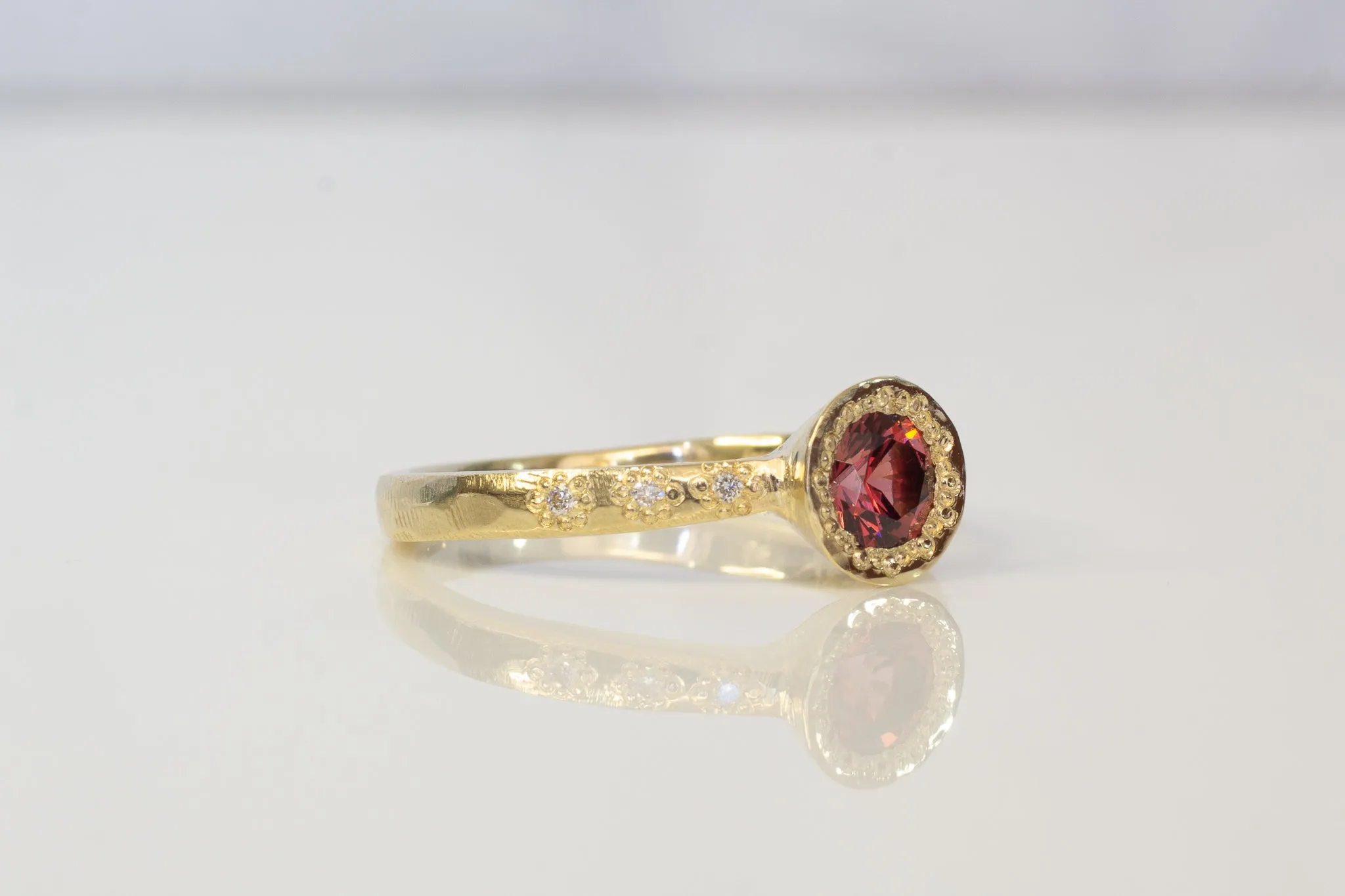 Vesper Ring - 9ct Yellow Gold with Rhodolite Garnet and Diamonds sold by Sophie Divett Jewelry product image thumbnail 5