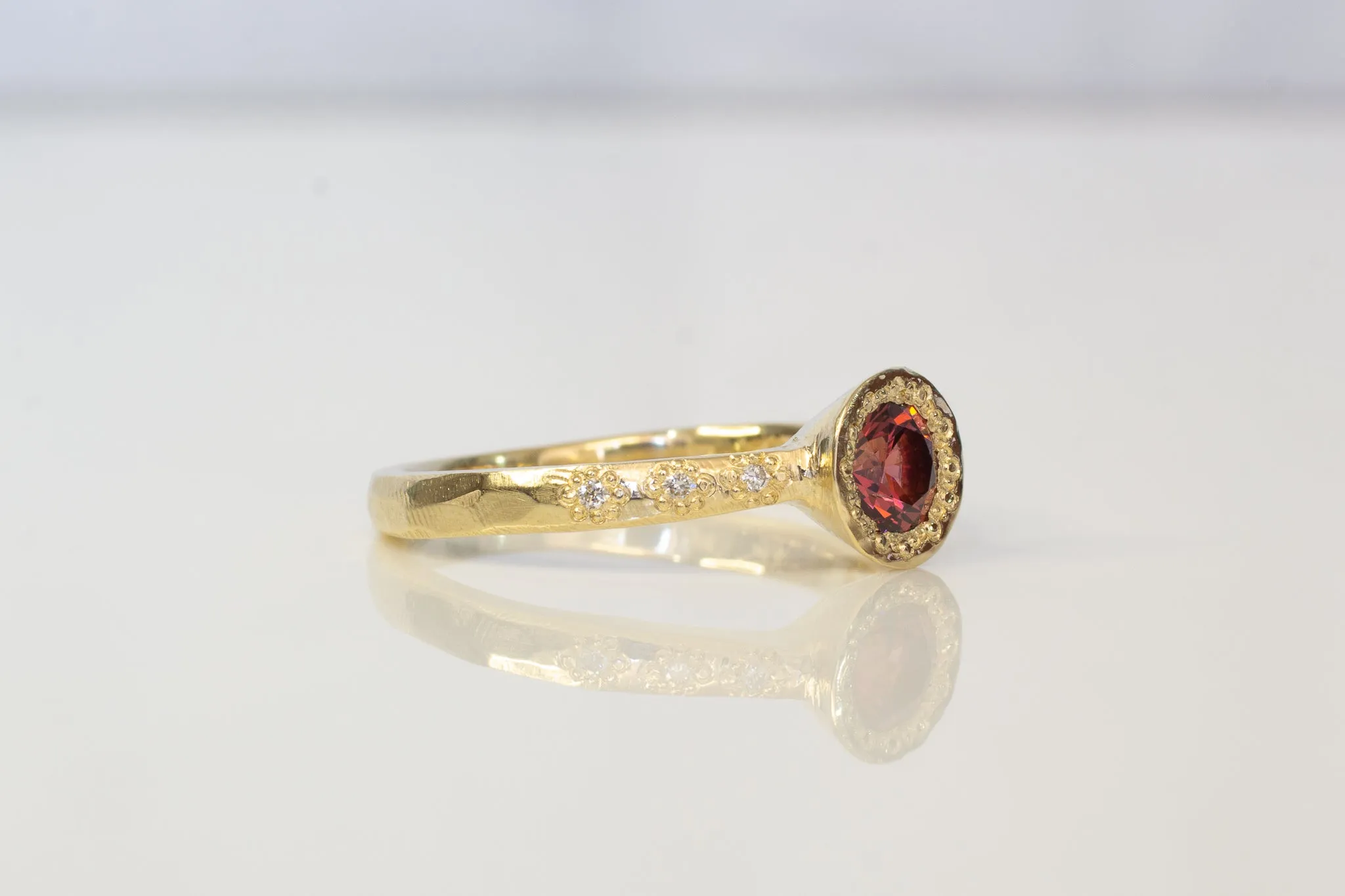 Vesper Ring - 9ct Yellow Gold with Rhodolite Garnet and Diamonds sold by Sophie Divett Jewelry product image thumbnail 4