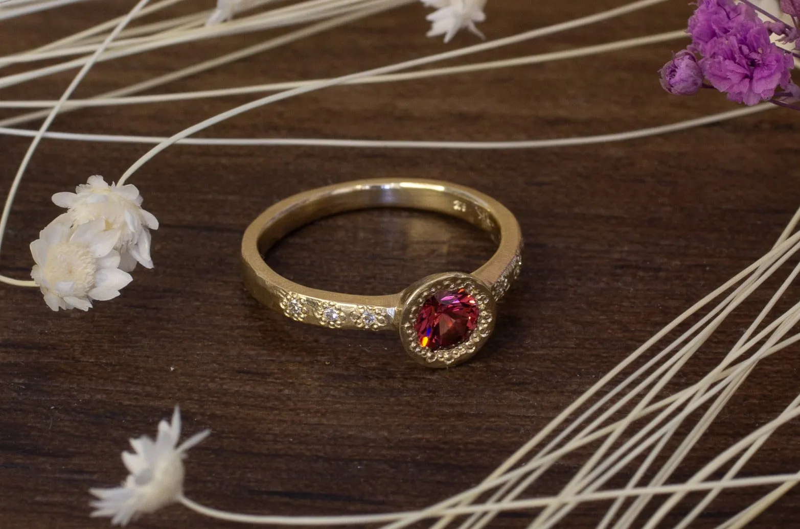 Vesper Ring - 9ct Yellow Gold with Rhodolite Garnet and Diamonds sold by Sophie Divett Jewelry product image thumbnail 2