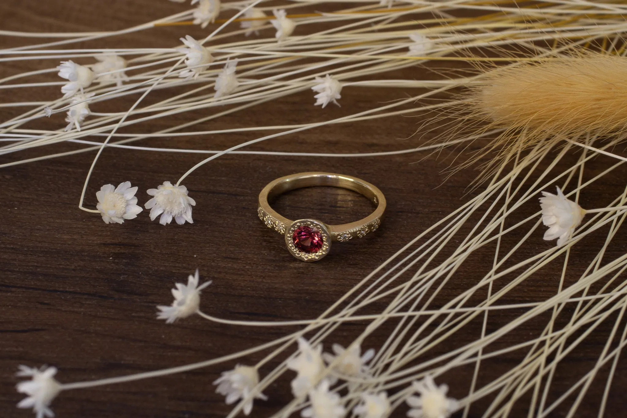 Vesper Ring - 9ct Yellow Gold with Rhodolite Garnet and Diamonds sold by Sophie Divett Jewelry product image thumbnail 3