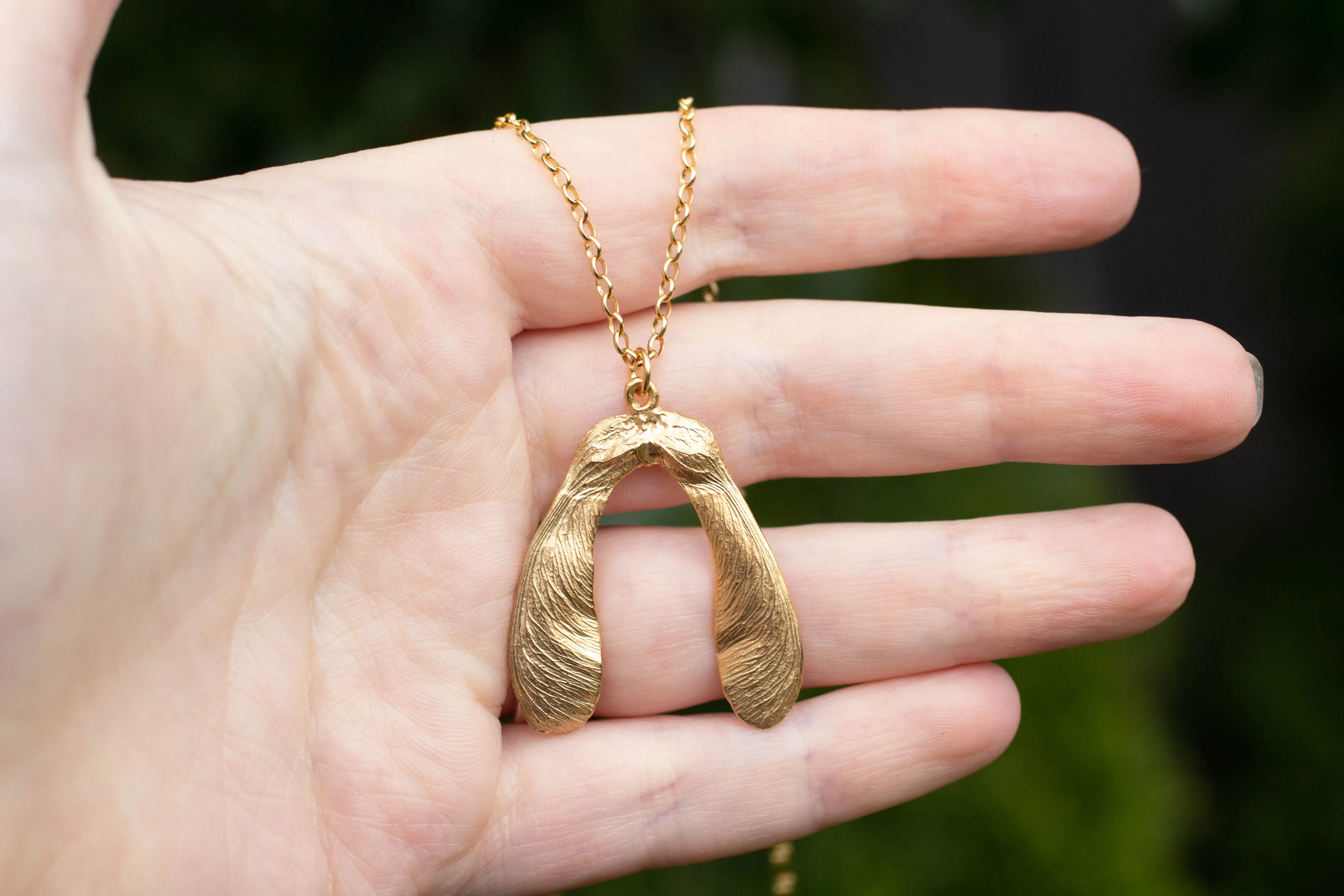Sycamore Seed Necklace - Double - Gold Plated sold by Sophie Divett Jewelry product image thumbnail 2