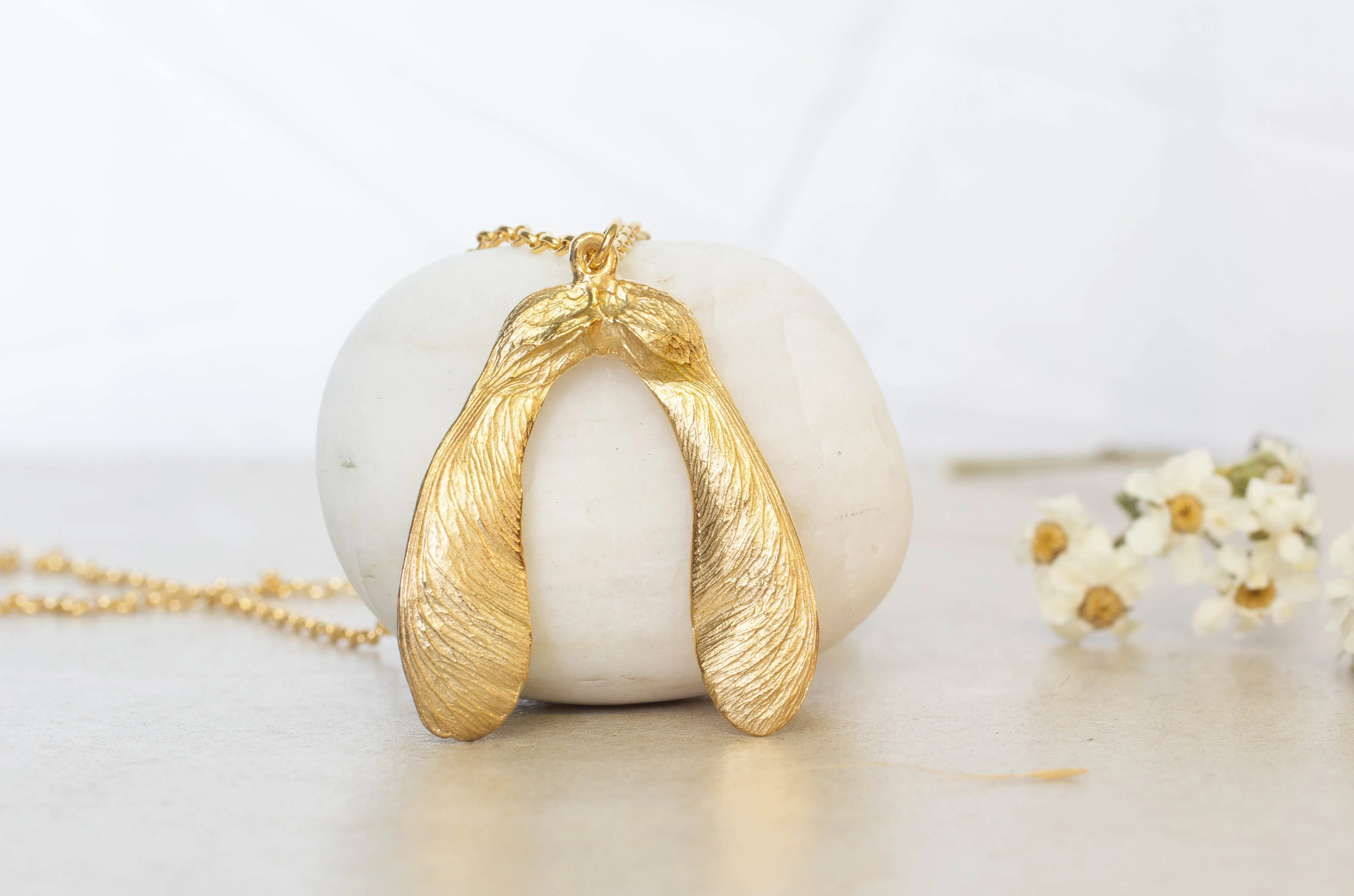 Sycamore Seed Necklace - Double - Gold Plated sold by Sophie Divett Jewelry