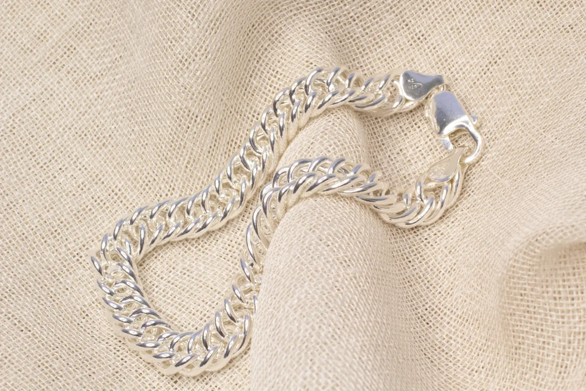 Double Curb Bracelet Chain - 8mm- Sterling Silver sold by Sophie Divett Jewelry
