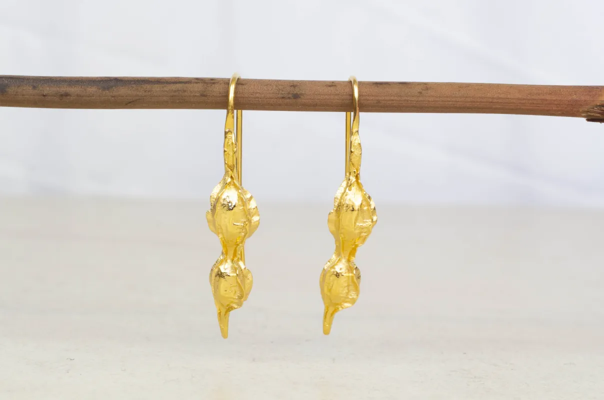 Kowhai Seed Pod Earrings - Gold Plated sold by Sophie Divett Jewelry