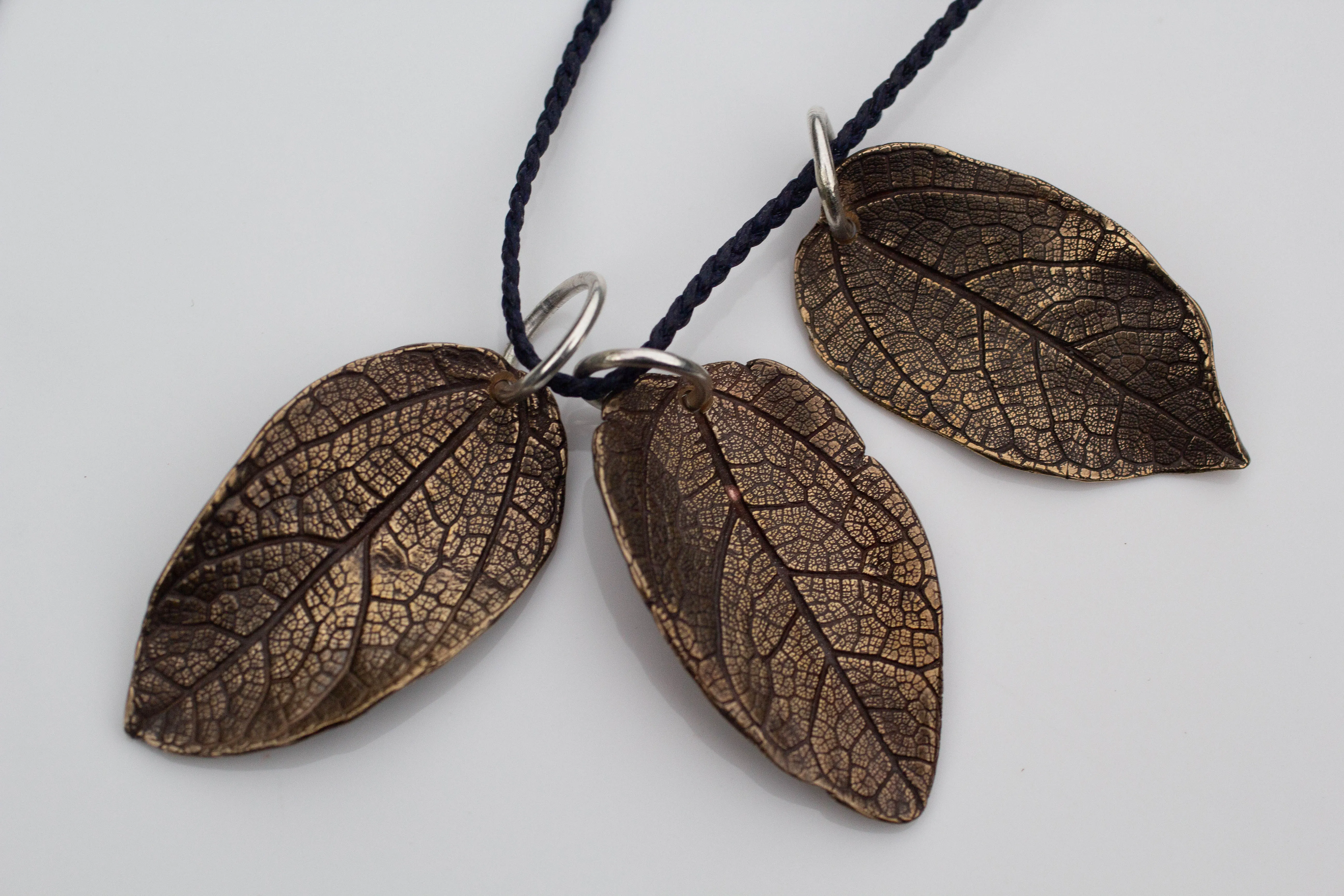 Leaf Charm Necklace on Braided Cord - Bronze sold by Sophie Divett Jewelry product image thumbnail 4