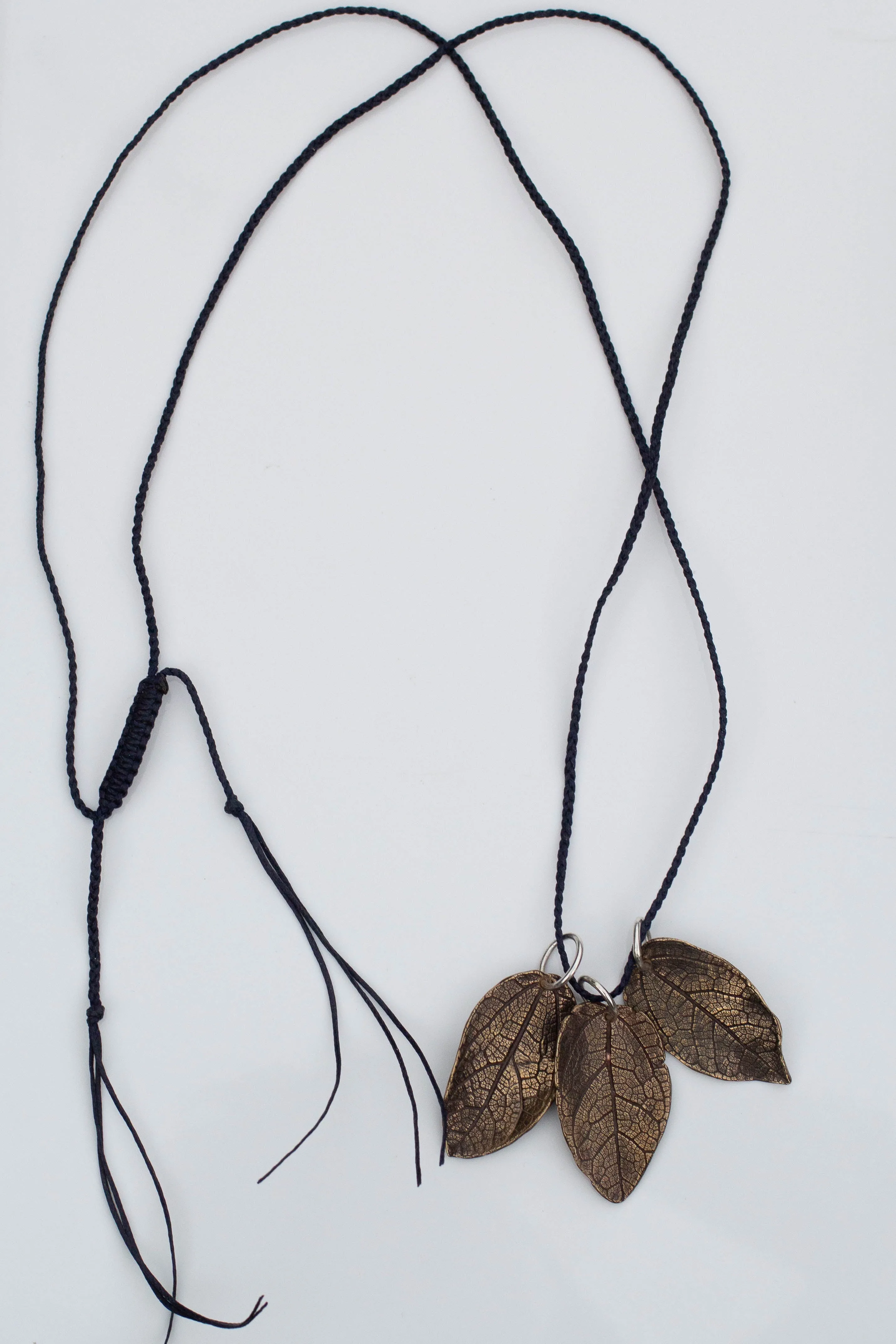 Leaf Charm Necklace on Braided Cord - Bronze sold by Sophie Divett Jewelry product image thumbnail 5