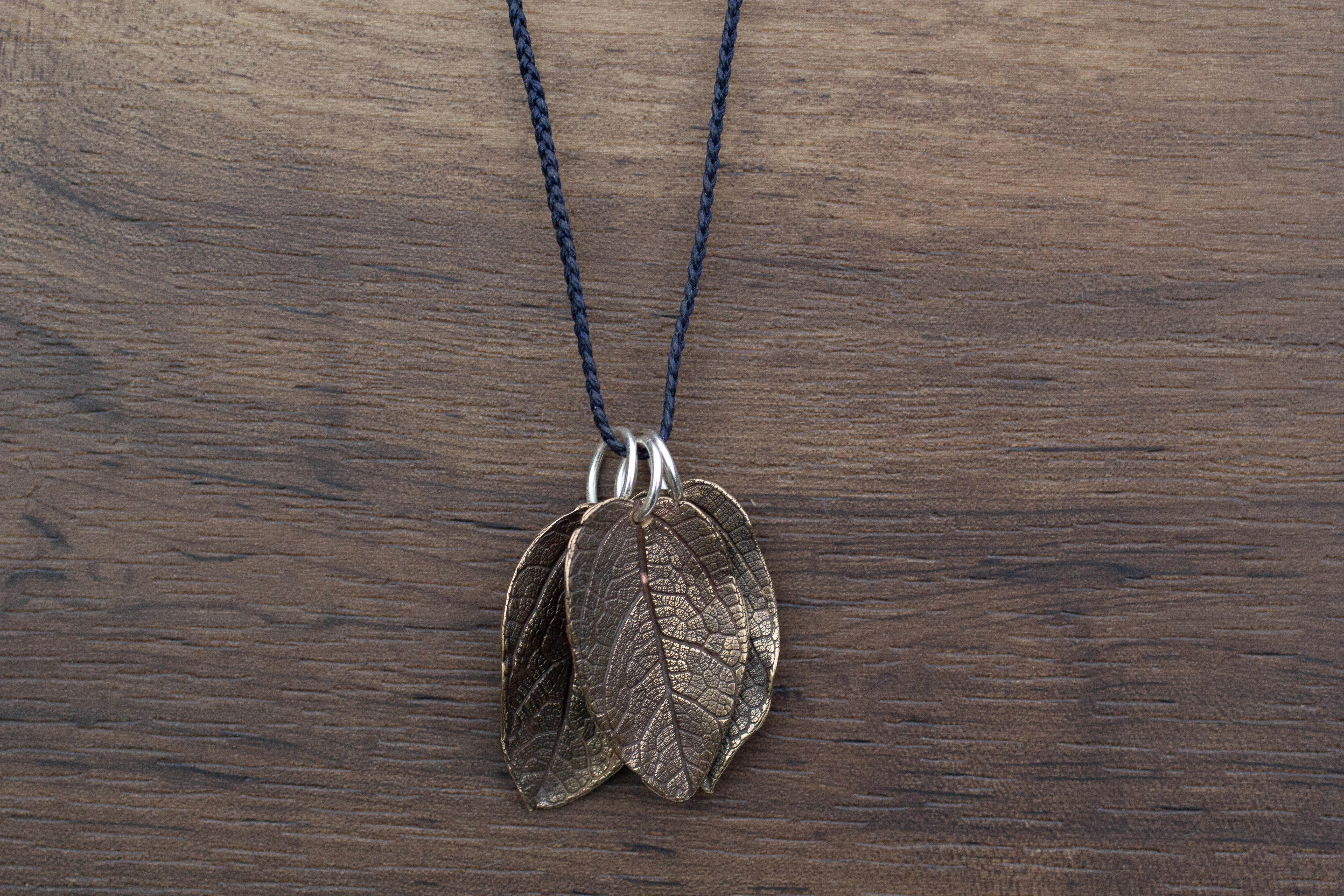 Leaf Charm Necklace on Braided Cord - Bronze sold by Sophie Divett Jewelry product image thumbnail 3