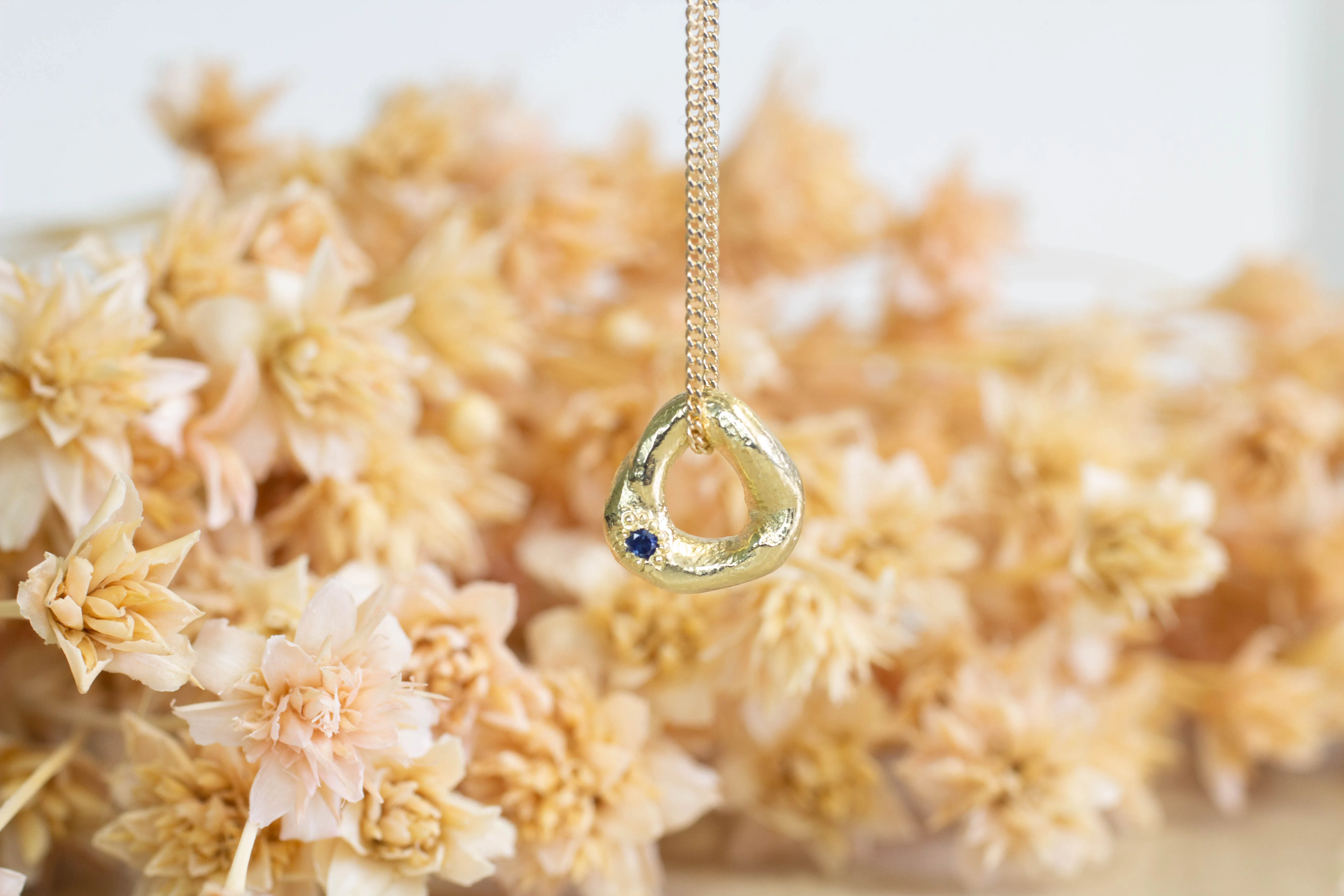 Circle Pendant - Yellow Gold with Blue Sapphire - Small sold by Sophie Divett Jewelry product image thumbnail 3