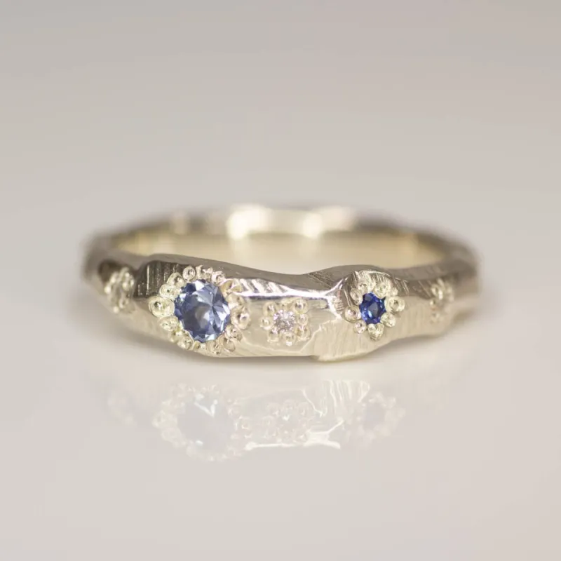 Hestia Ring - White Gold with Ceylon Sapphire sold by Sophie Divett Jewelry