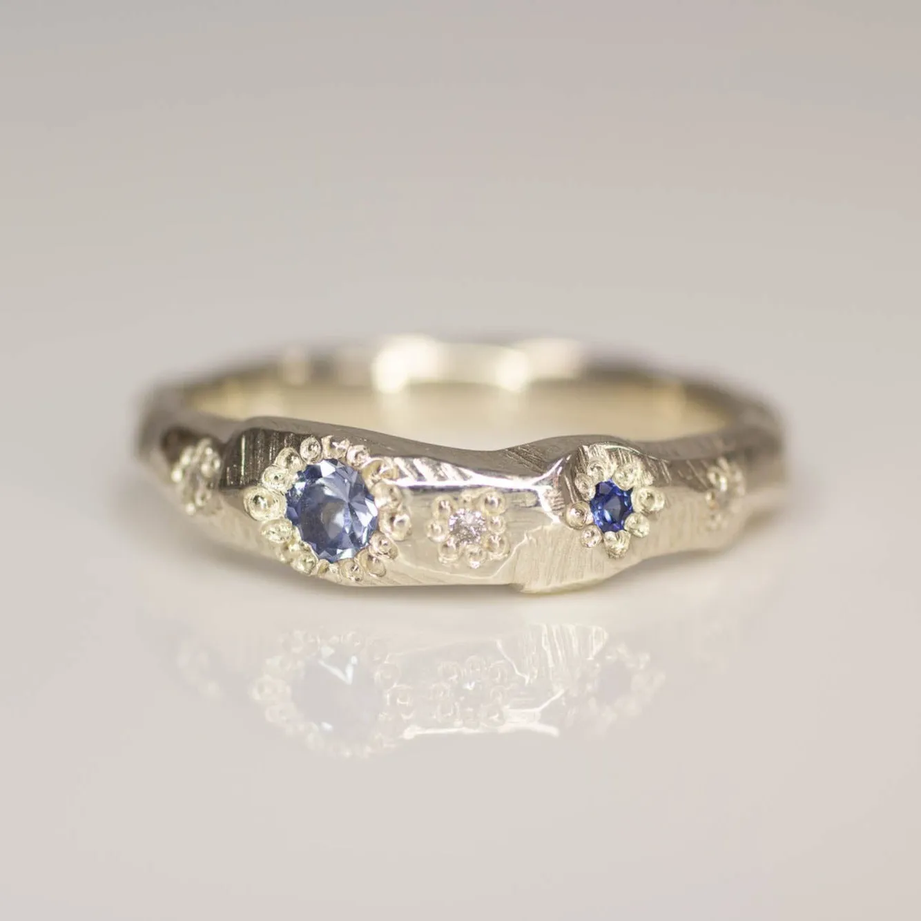 Hestia Ring - White Gold with Ceylon Sapphire sold by Sophie Divett Jewelry