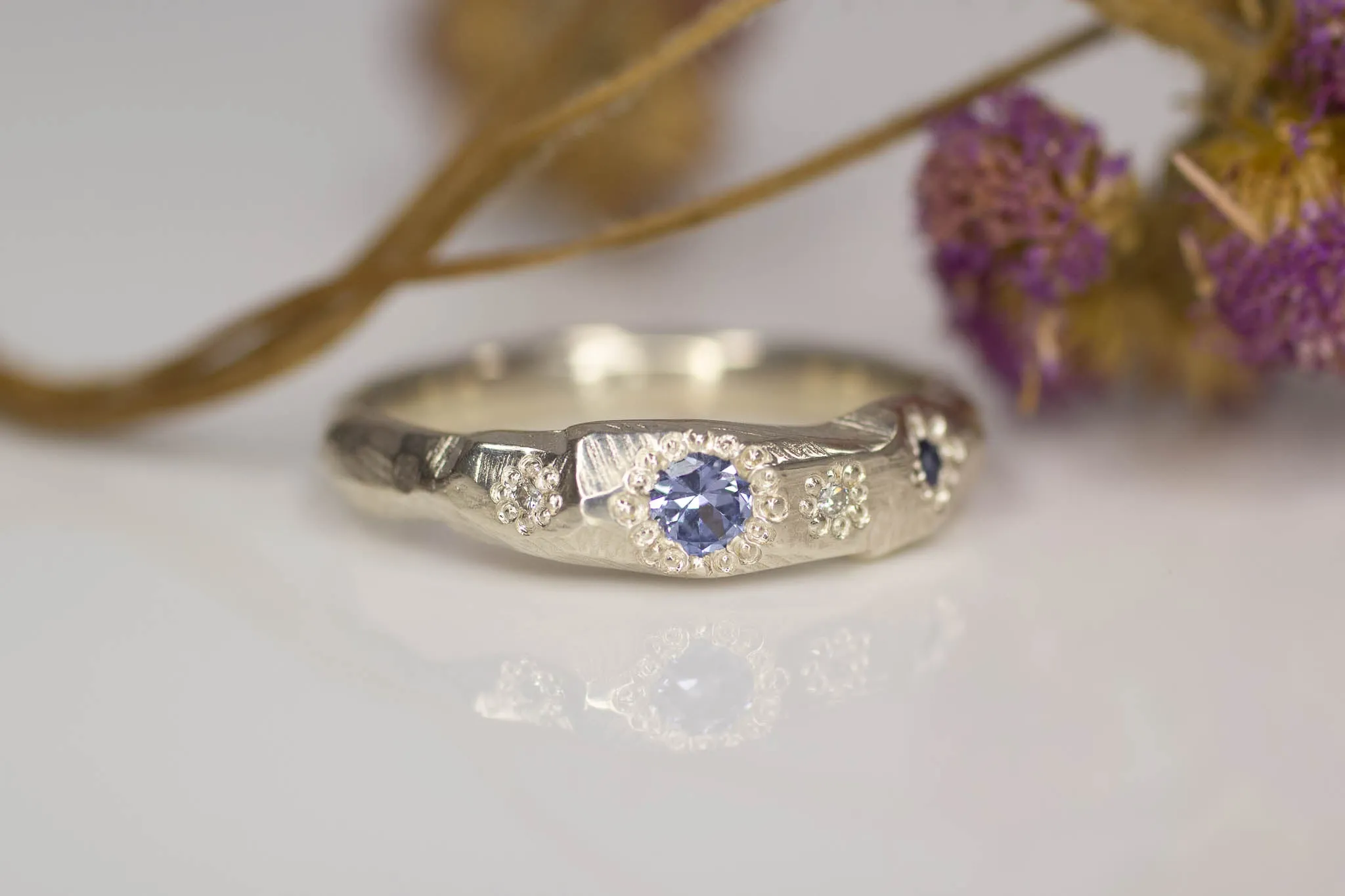 Hestia Ring - White Gold with Ceylon Sapphire sold by Sophie Divett Jewelry product image thumbnail 5