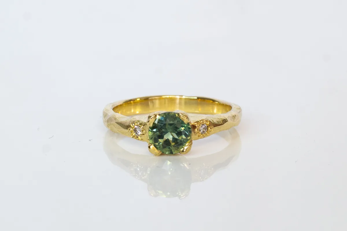 Mira Ring - 18ct Yellow Gold with 1.045ct Green Sapphire and Diamonds sold by Sophie Divett Jewelry