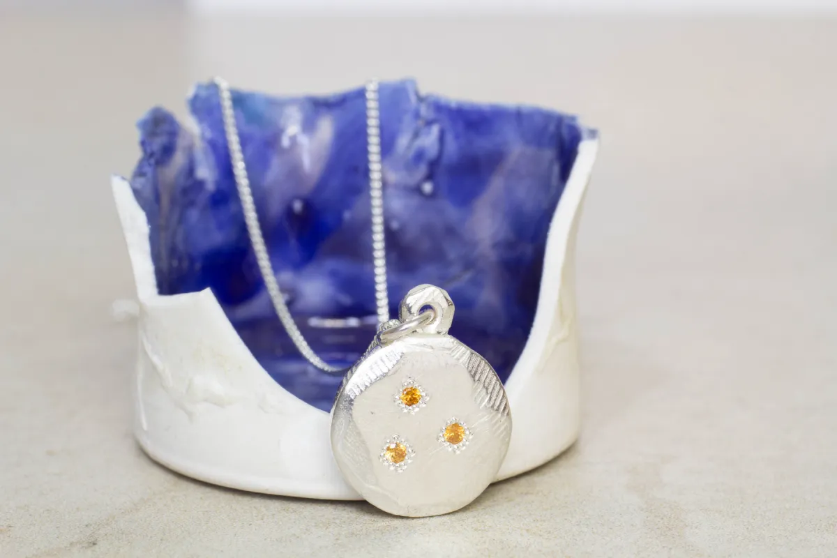 Callisto Pendant - Silver with Citrines sold by Sophie Divett Jewelry