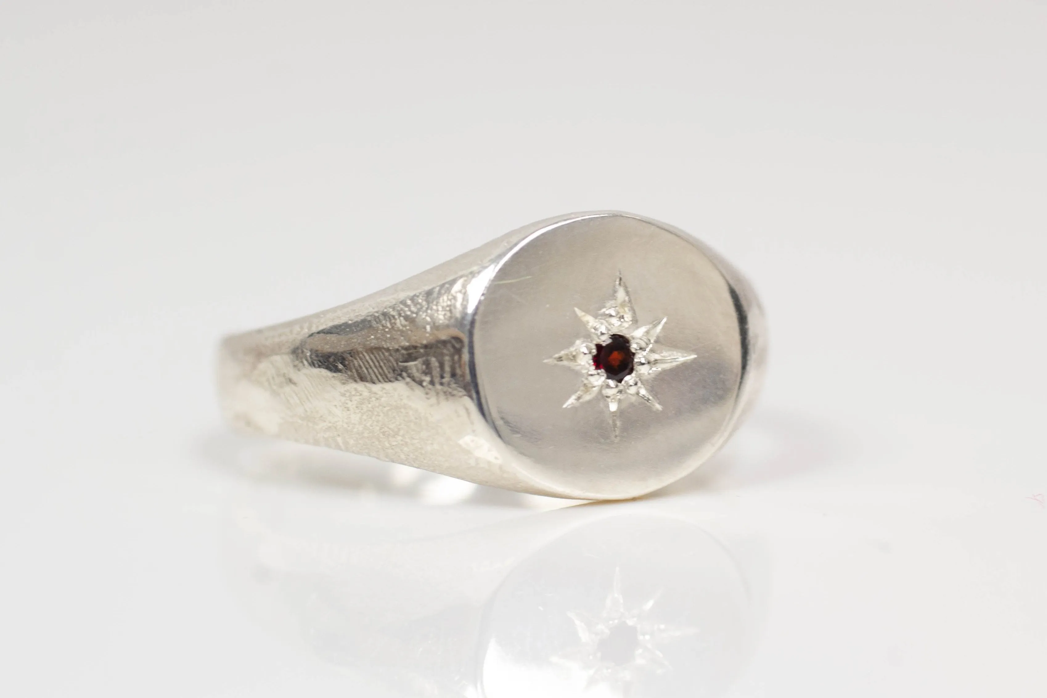 Signet Ring - Sterling Silver with Garnet sold by Sophie Divett Jewelry