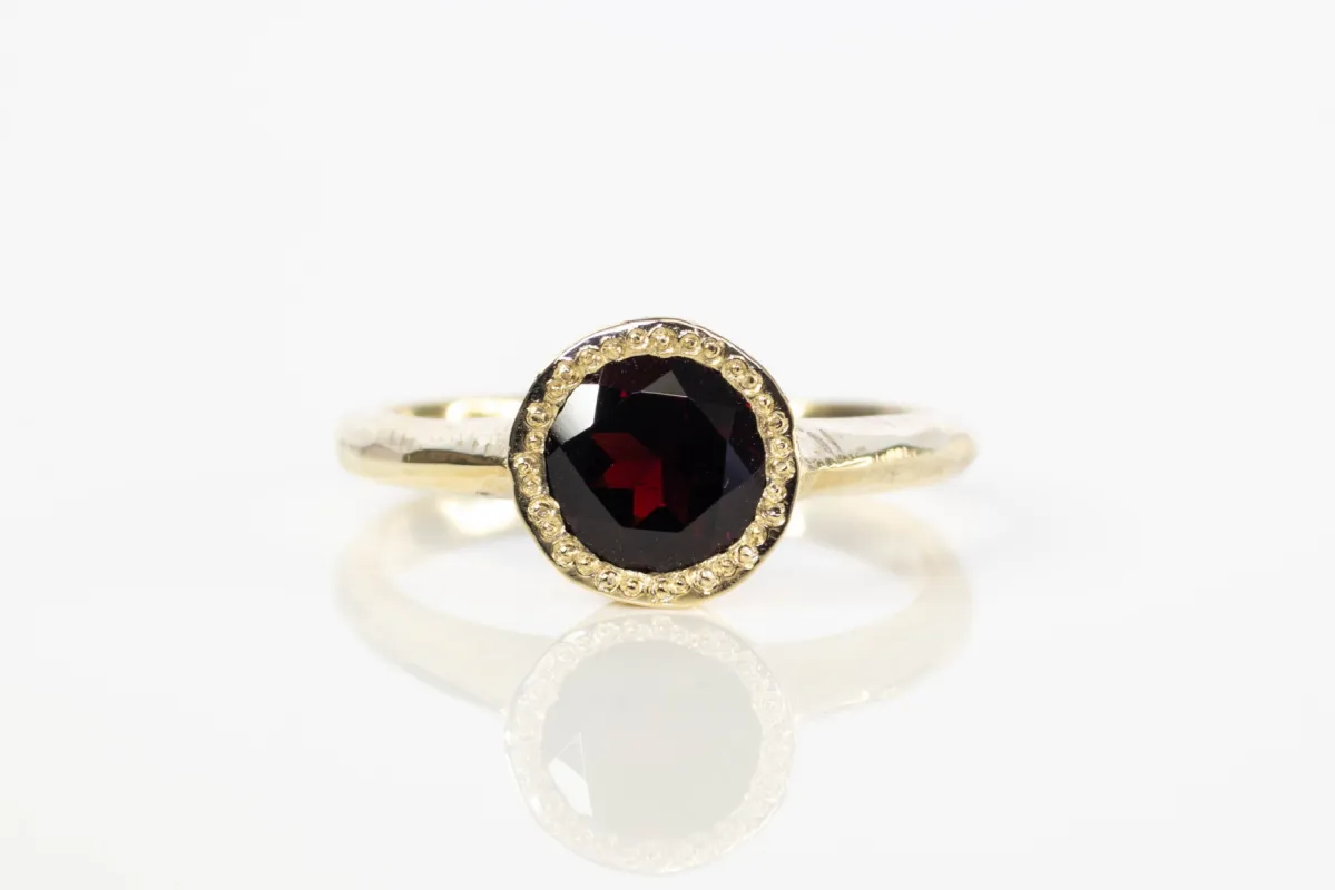 Lota Ring - 9ct Yellow Gold with Red Garnet sold by Sophie Divett Jewelry