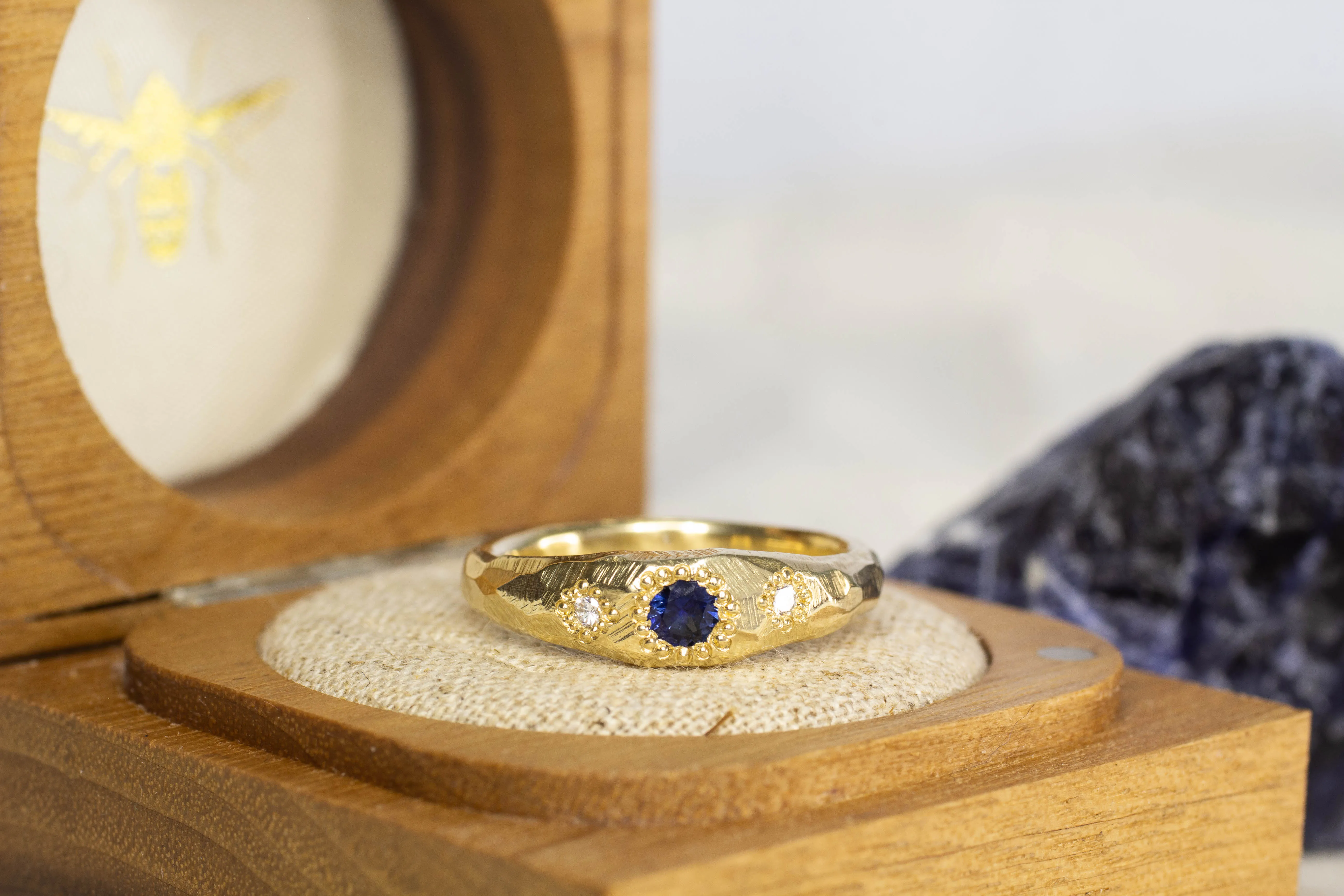 Hestia Ring - 9ct Yellow Gold with Blue Sapphire and Diamonds sold by Sophie Divett Jewelry product image thumbnail 3
