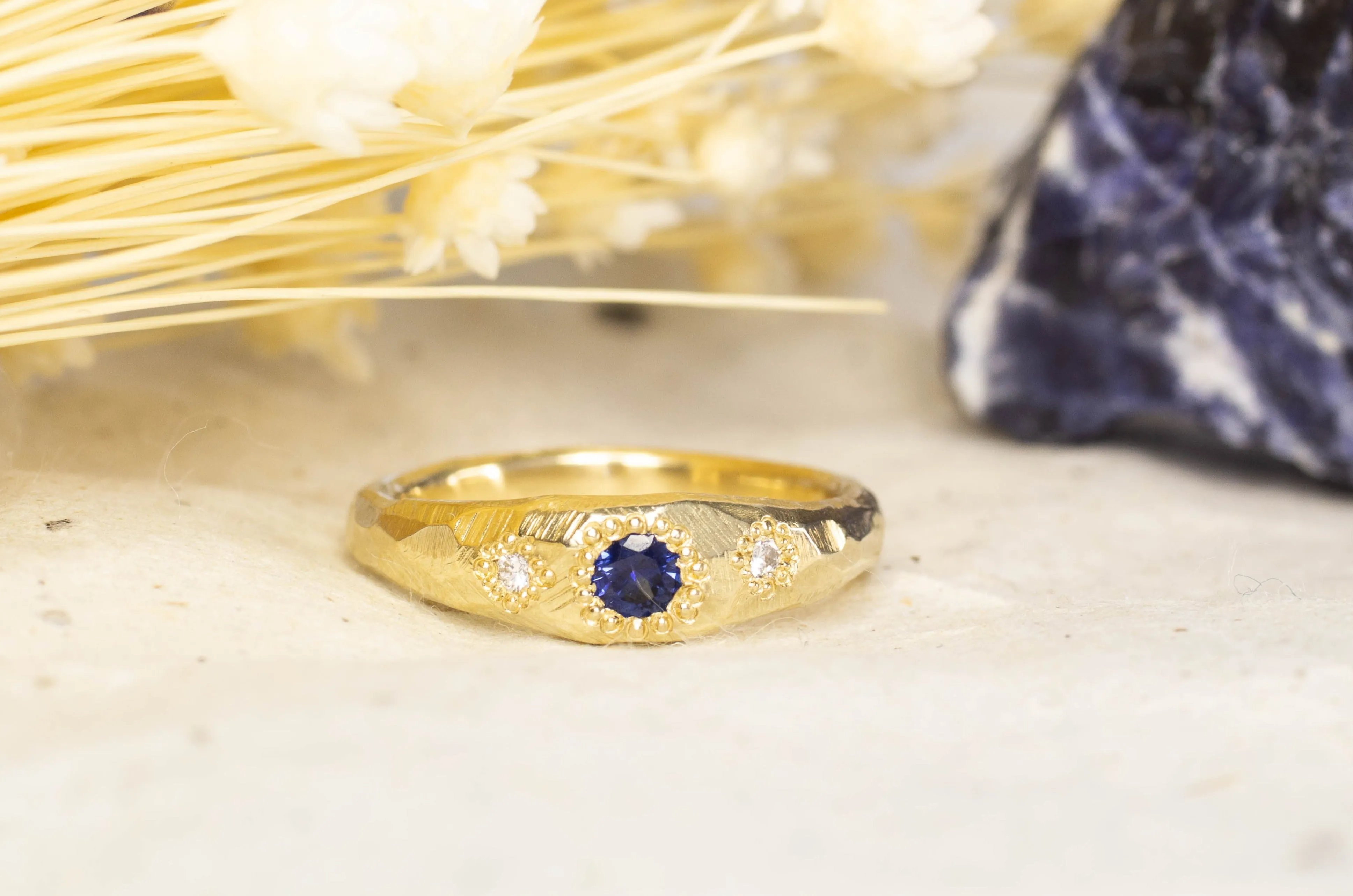 Hestia Ring - 9ct Yellow Gold with Blue Sapphire and Diamonds sold by Sophie Divett Jewelry product image thumbnail 2