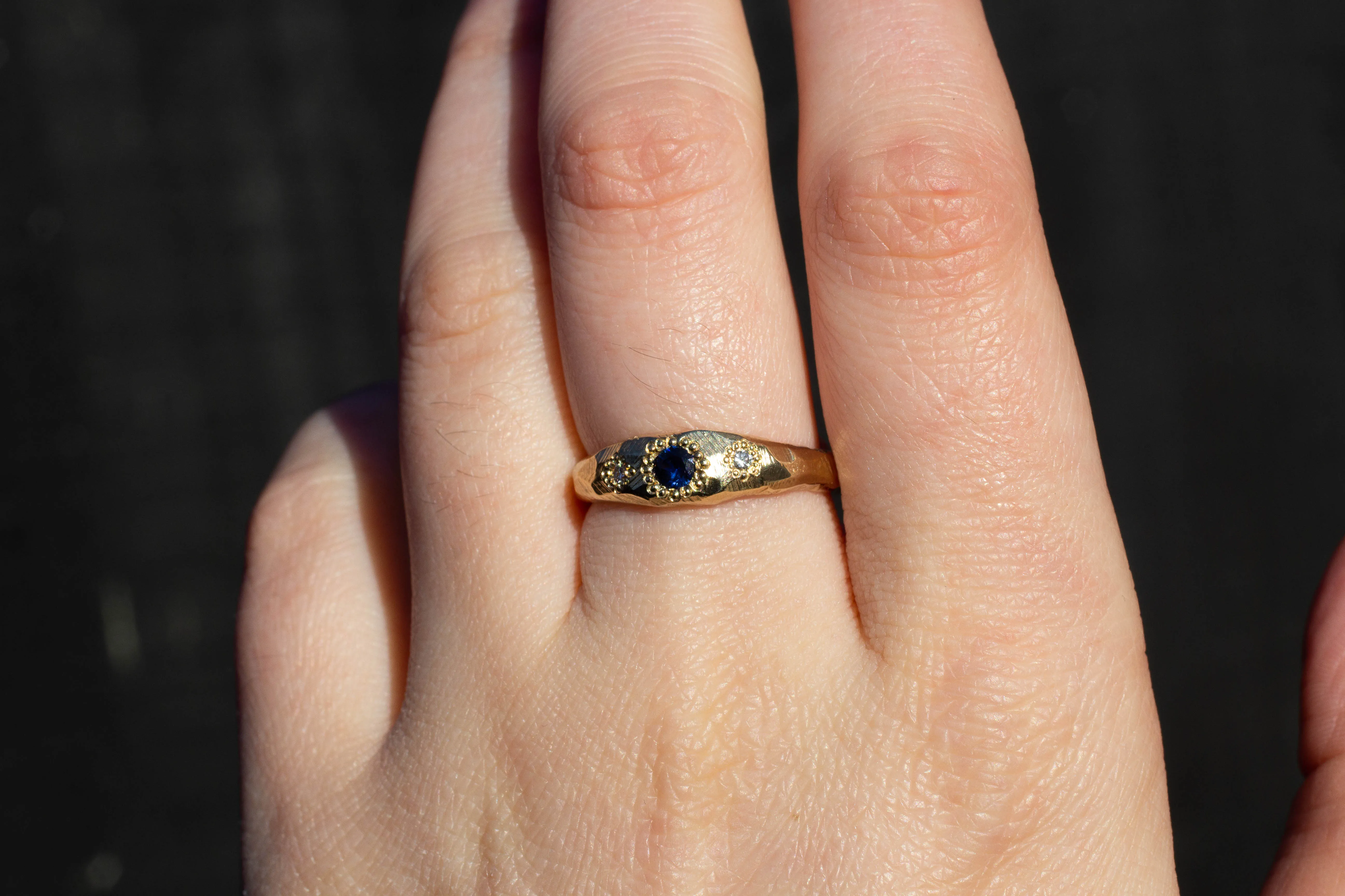 Hestia Ring - 9ct Yellow Gold with Blue Sapphire and Diamonds sold by Sophie Divett Jewelry product image thumbnail 4