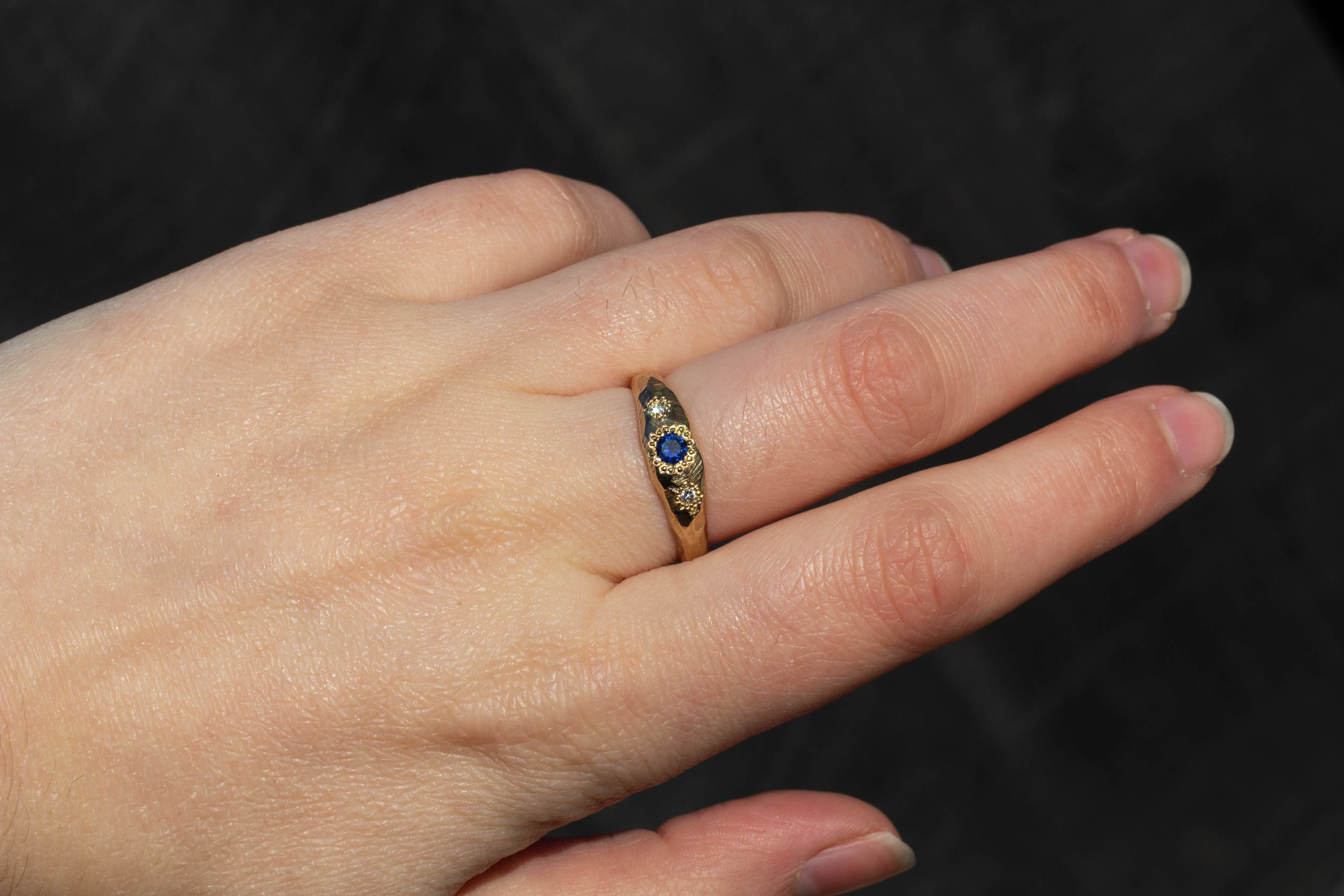 Hestia Ring - 9ct Yellow Gold with Blue Sapphire and Diamonds sold by Sophie Divett Jewelry product image thumbnail 5