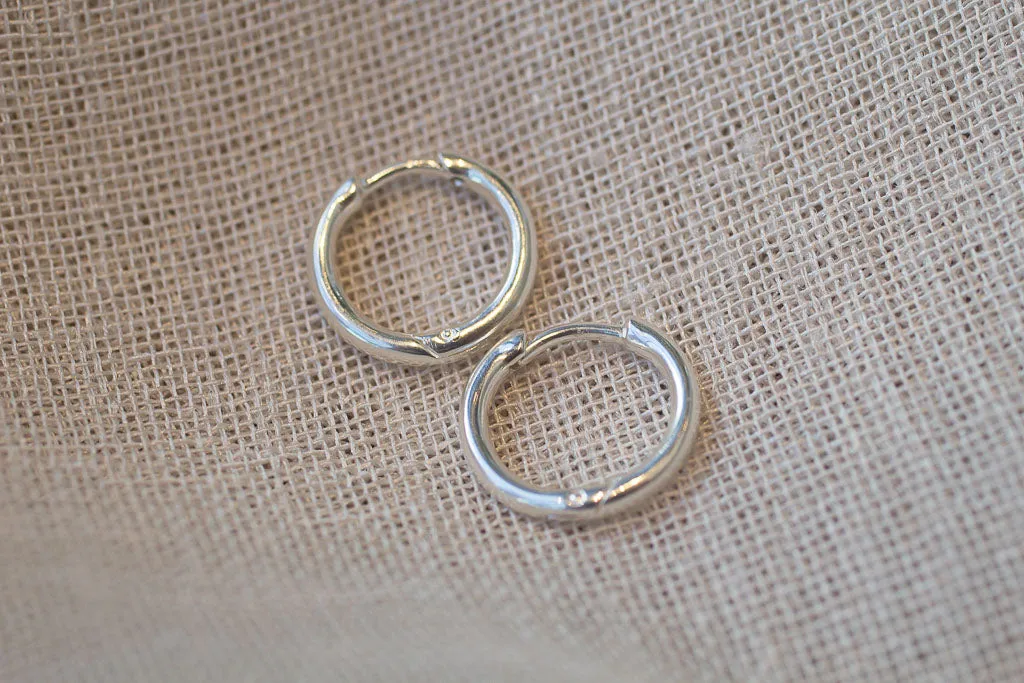 Round Profile Huggie Earrings - 14mm - Sterling Silver sold by Sophie Divett Jewelry product image thumbnail 3