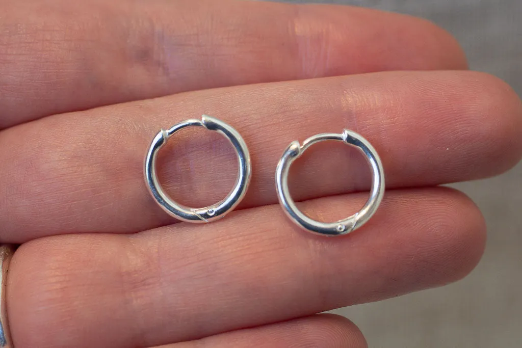 Round Profile Huggie Earrings - 14mm - Sterling Silver sold by Sophie Divett Jewelry product image thumbnail 2