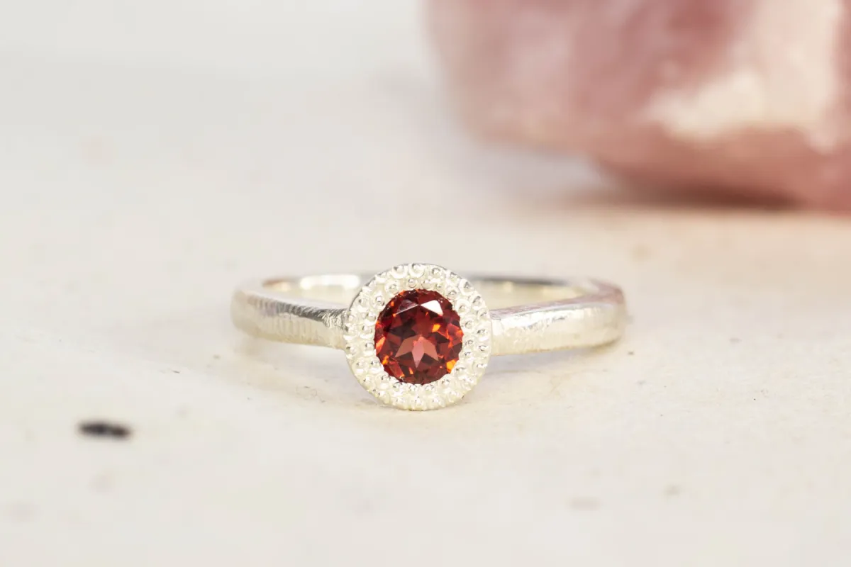 Pelagus Ring - Sterling Silver with Red Garnet sold by Sophie Divett Jewelry