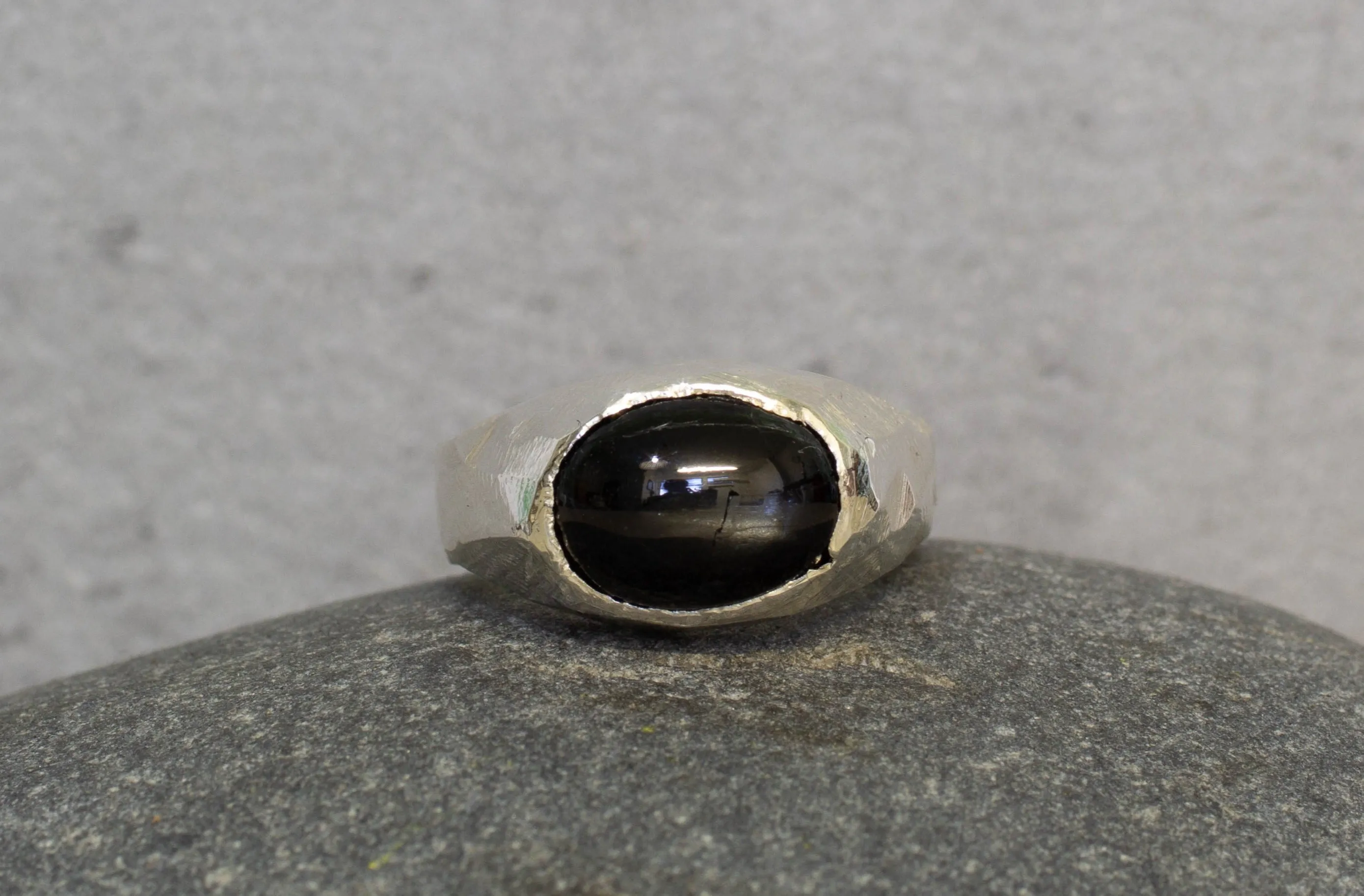 Signet Ring with Black Star Diopside - Sterling Silver sold by Sophie Divett Jewelry