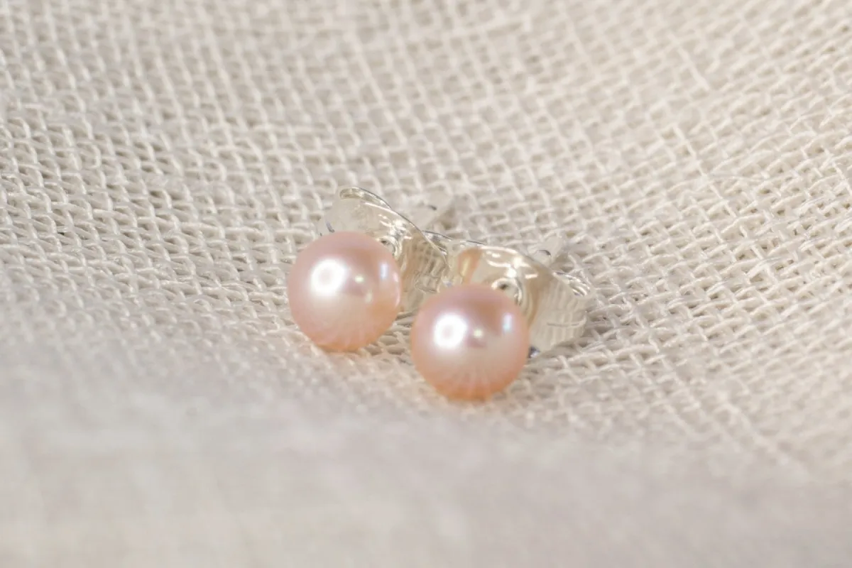 Round Pearl Studs - Natural - 4mm sold by Sophie Divett Jewelry