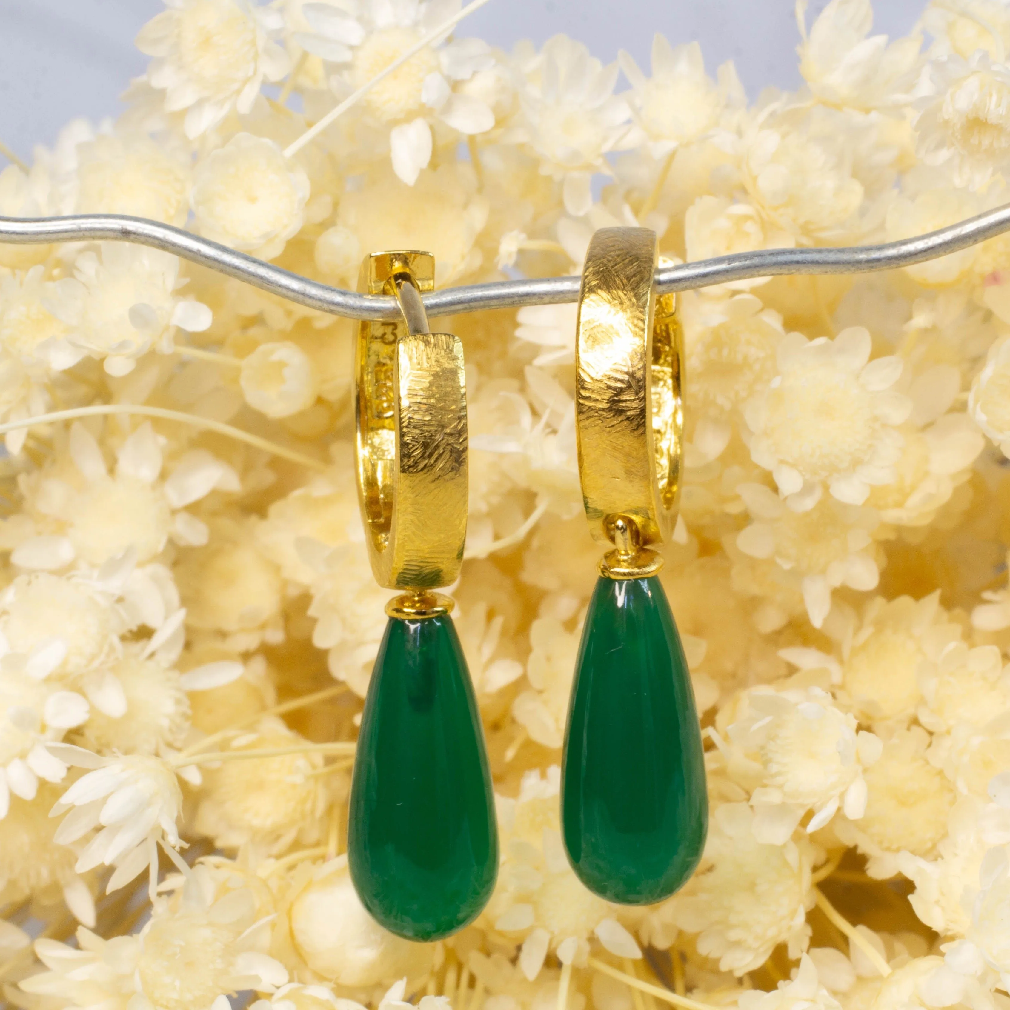 Endora Hoop Earrings - Gold Plated with Agate sold by Sophie Divett Jewelry