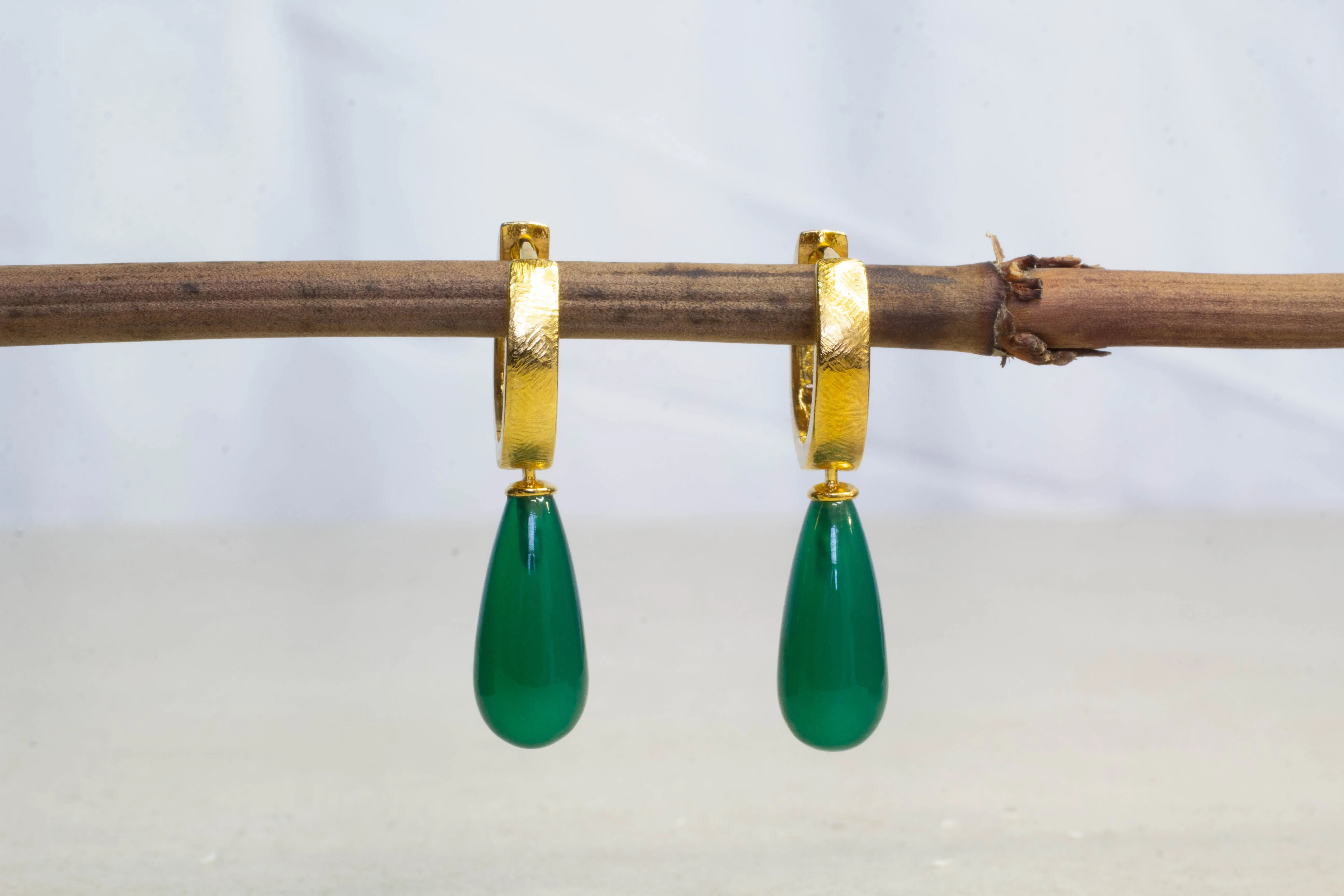 Endora Hoop Earrings - Gold Plated with Agate sold by Sophie Divett Jewelry product image thumbnail 3
