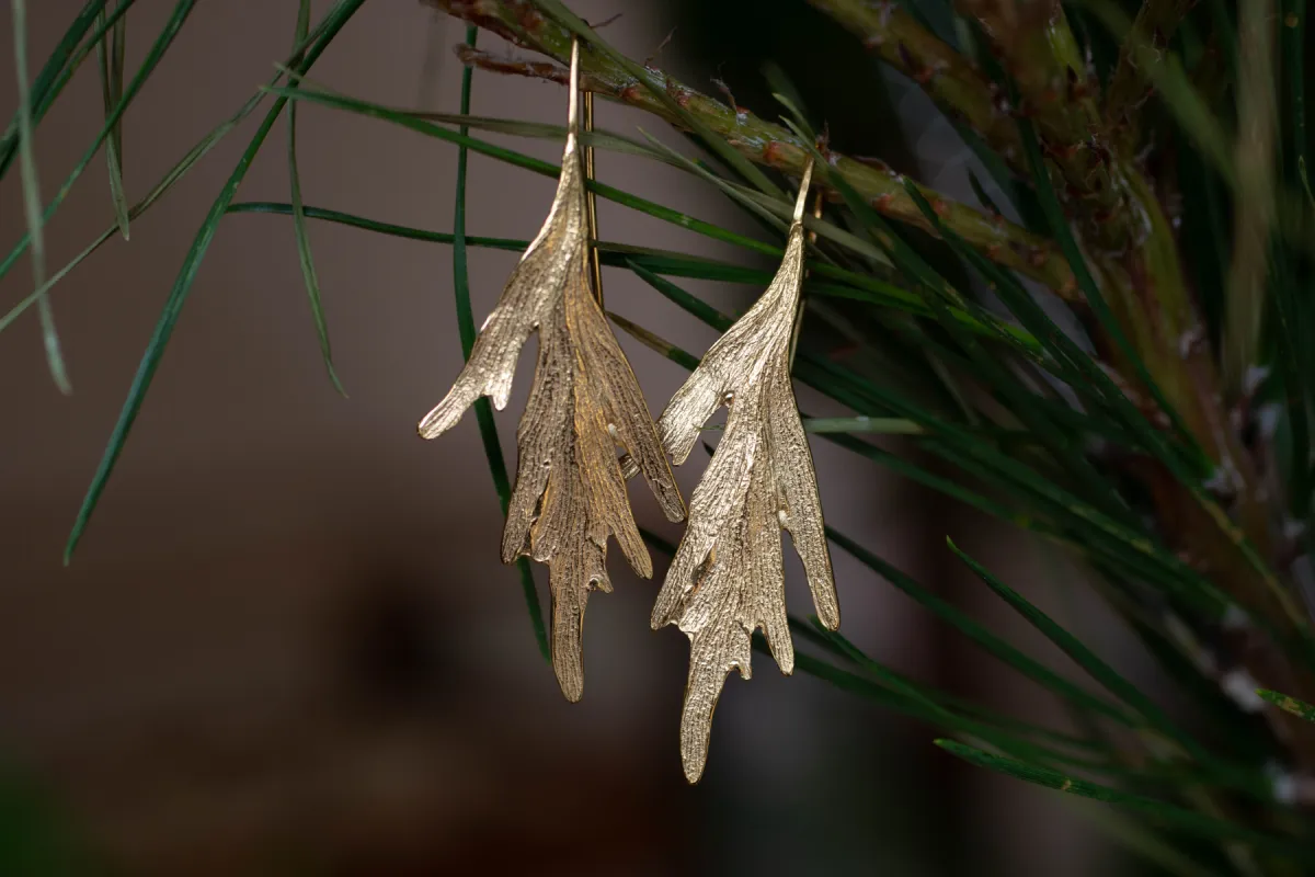 Tanekaha Drop Earrings - Gold Plated sold by Sophie Divett Jewelry