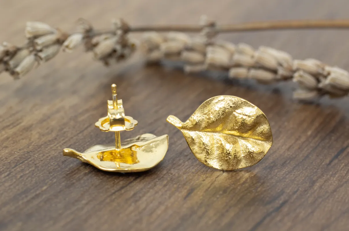 Ramarama Leaf Studs - Gold Plated sold by Sophie Divett Jewelry