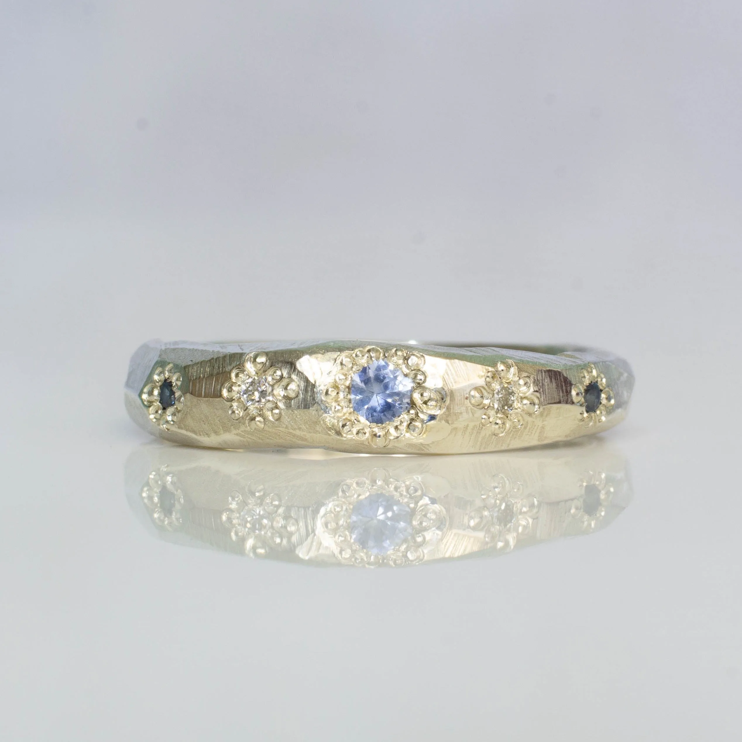Hestia Ring - White Gold with Blue Sapphires and Diamonds sold by Sophie Divett Jewelry