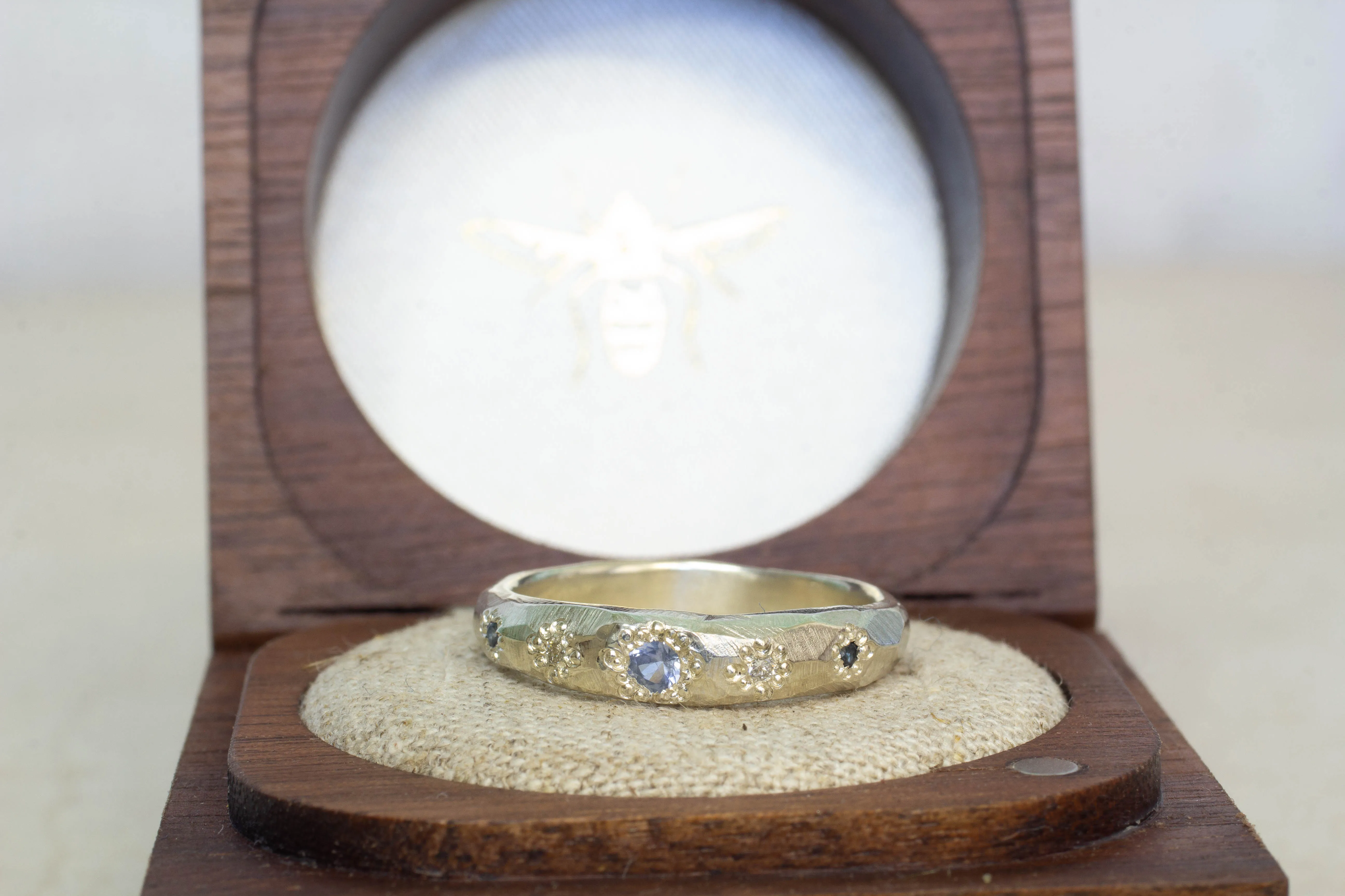 Hestia Ring - White Gold with Blue Sapphires and Diamonds sold by Sophie Divett Jewelry product image thumbnail 3