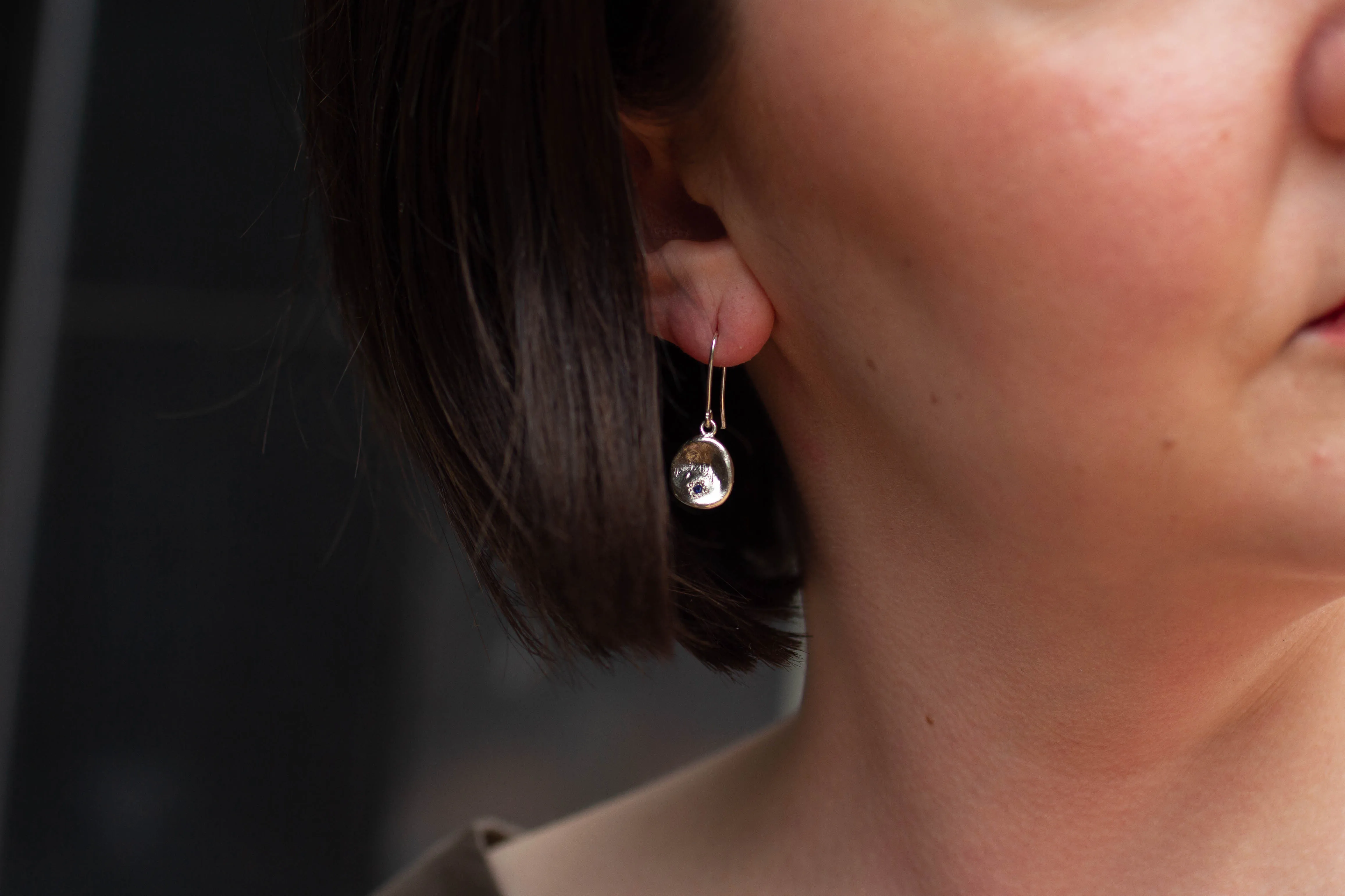 Water Drop Earrings - White Gold with Blue Sapphires sold by Sophie Divett Jewelry product image thumbnail 2