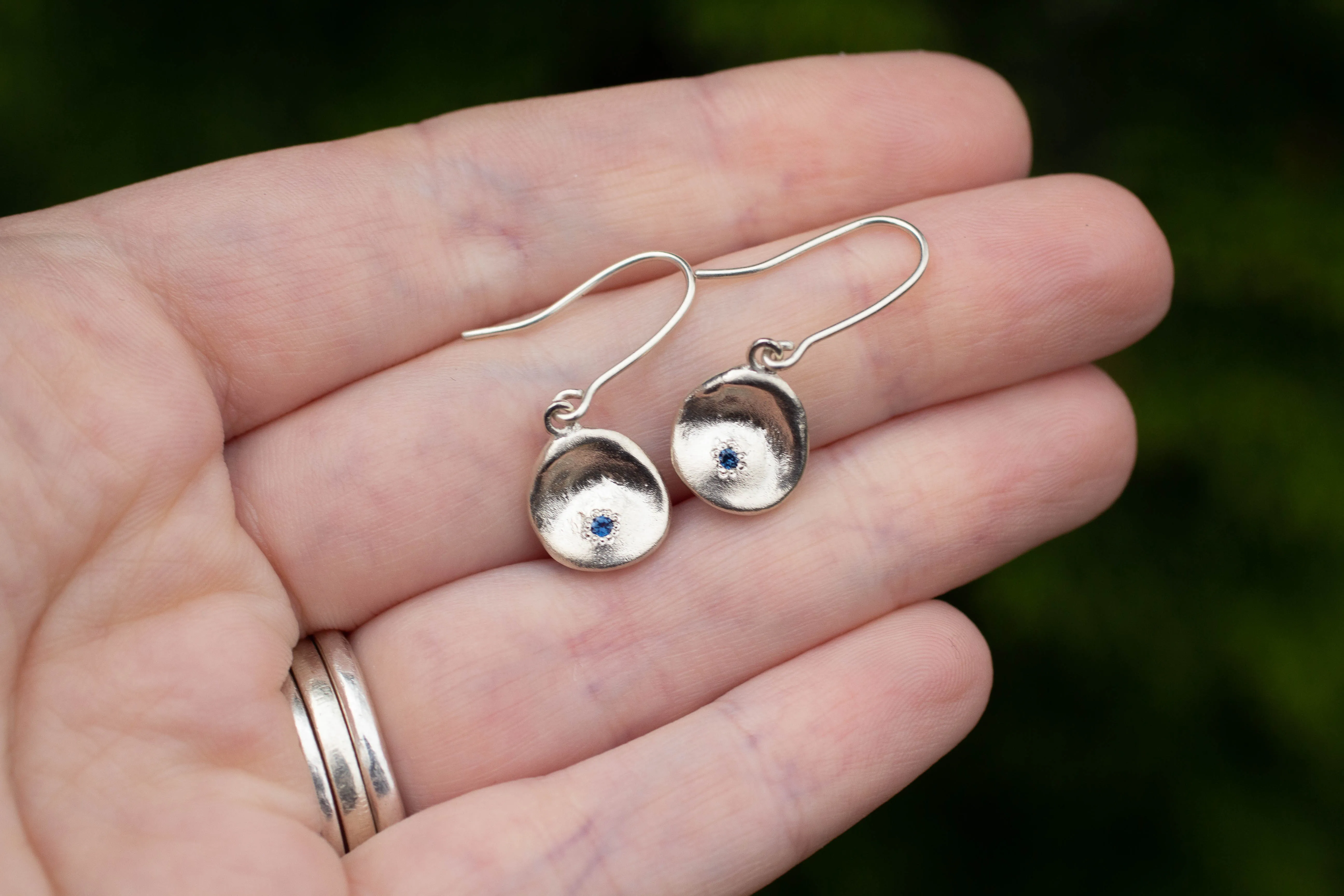 Water Drop Earrings - White Gold with Blue Sapphires sold by Sophie Divett Jewelry product image thumbnail 4