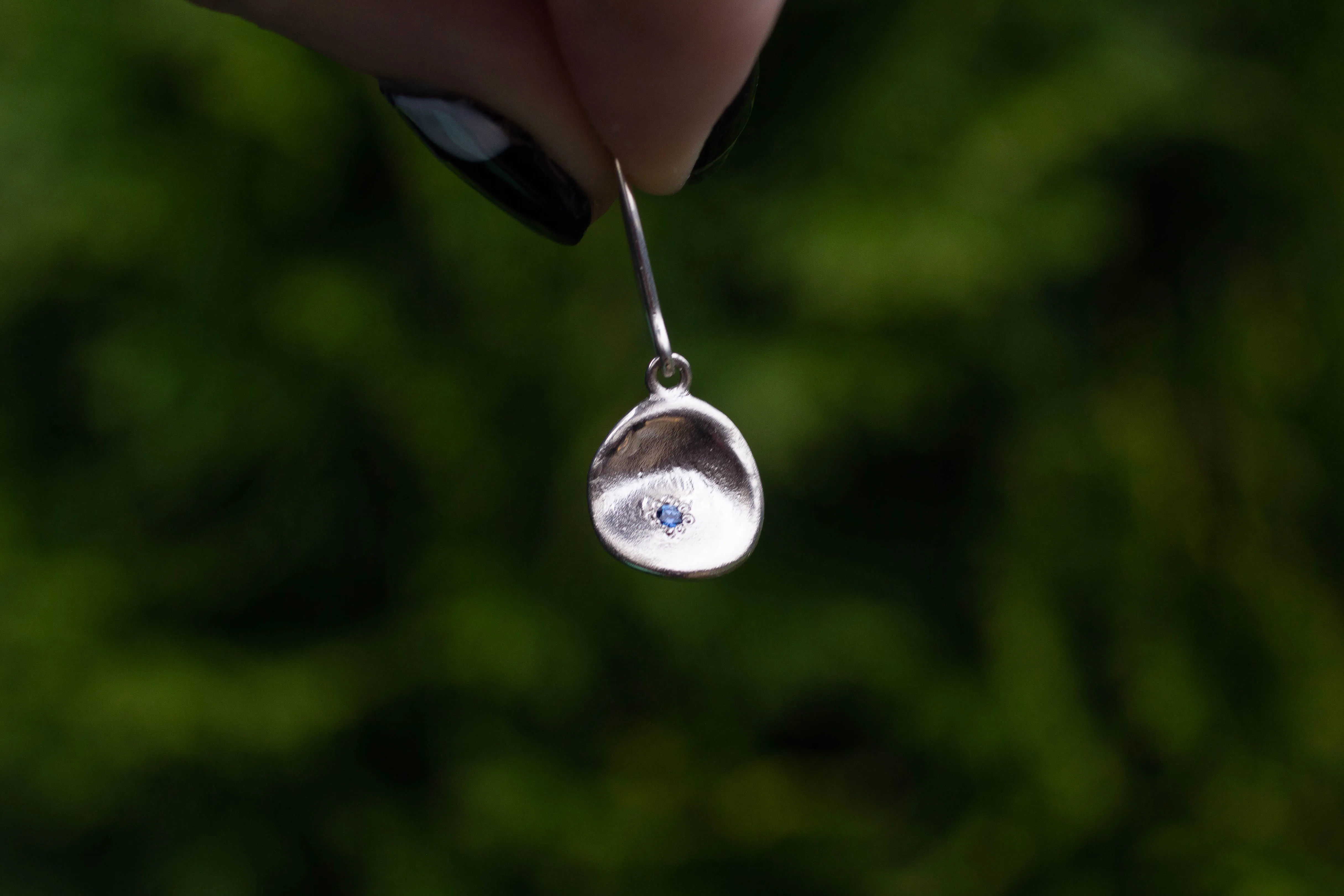 Water Drop Earrings - White Gold with Blue Sapphires sold by Sophie Divett Jewelry product image thumbnail 3