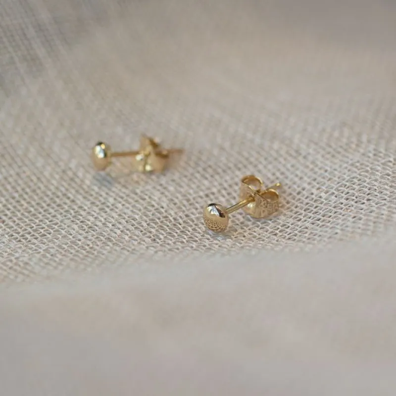 Flat Ball Stud Earrings - 3mm - 9ct Yellow Gold sold by Sophie Divett Jewelry