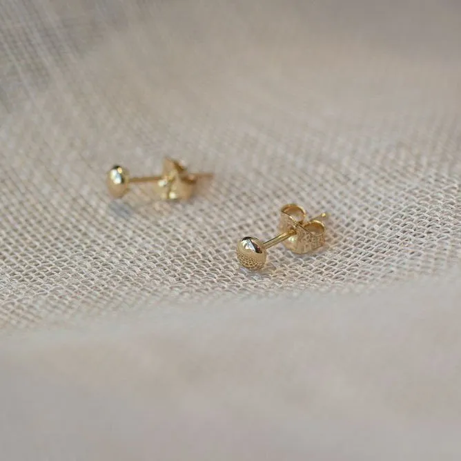 Flat Ball Stud Earrings - 3mm - 9ct Yellow Gold sold by Sophie Divett Jewelry