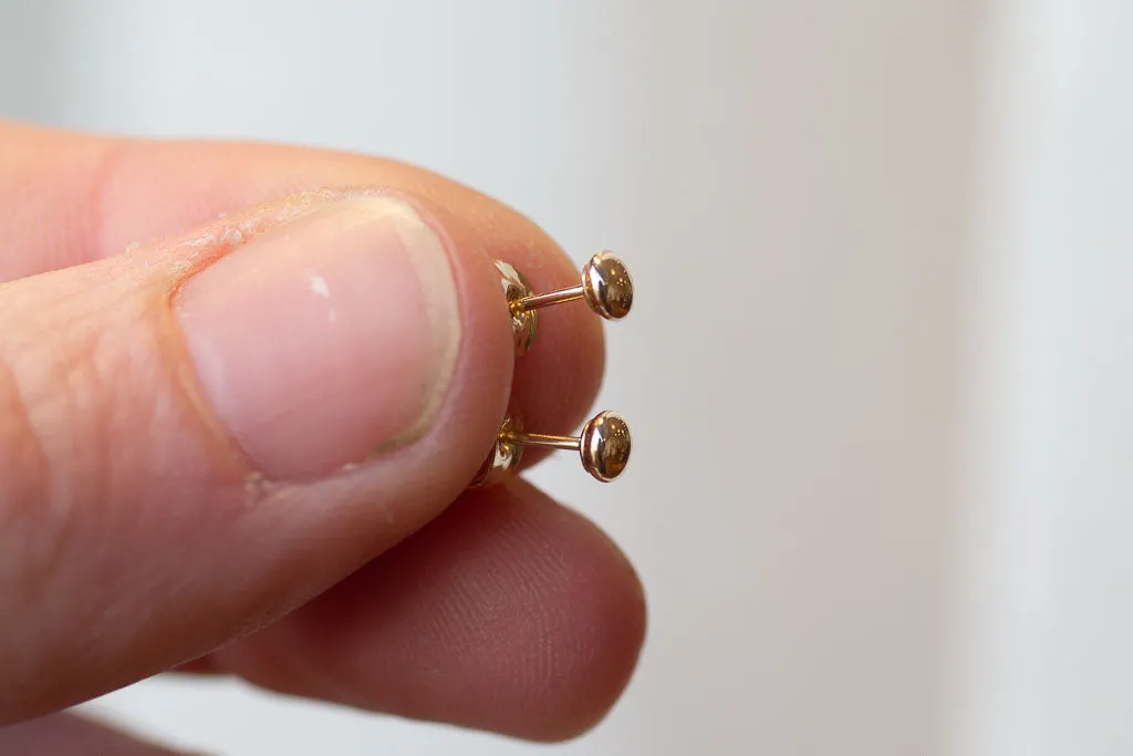 Flat Ball Stud Earrings - 3mm - 9ct Yellow Gold sold by Sophie Divett Jewelry product image thumbnail 3