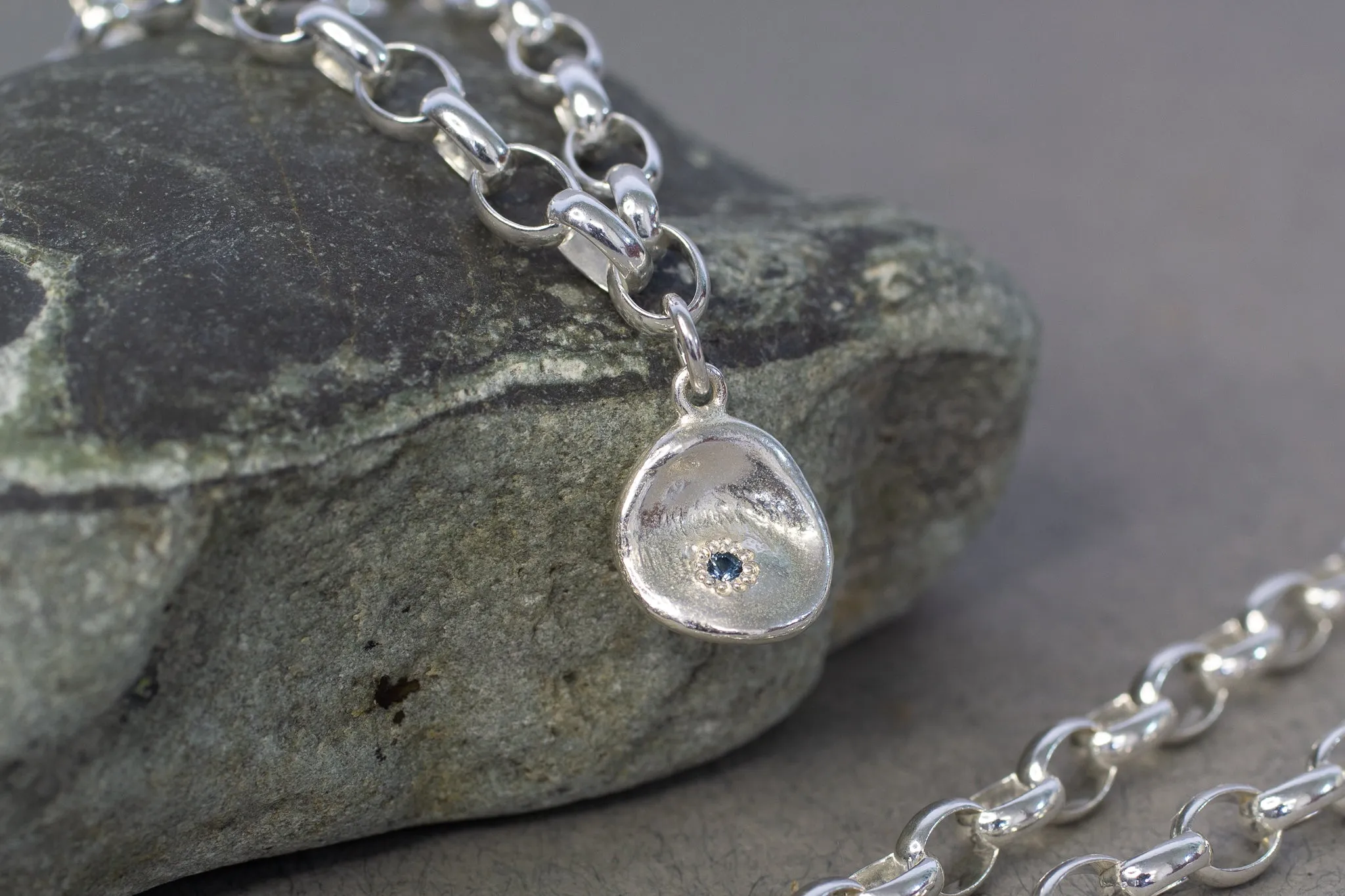 Waterdrop Charm Bracelet with Sapphire - Sterling Silver sold by Sophie Divett Jewelry