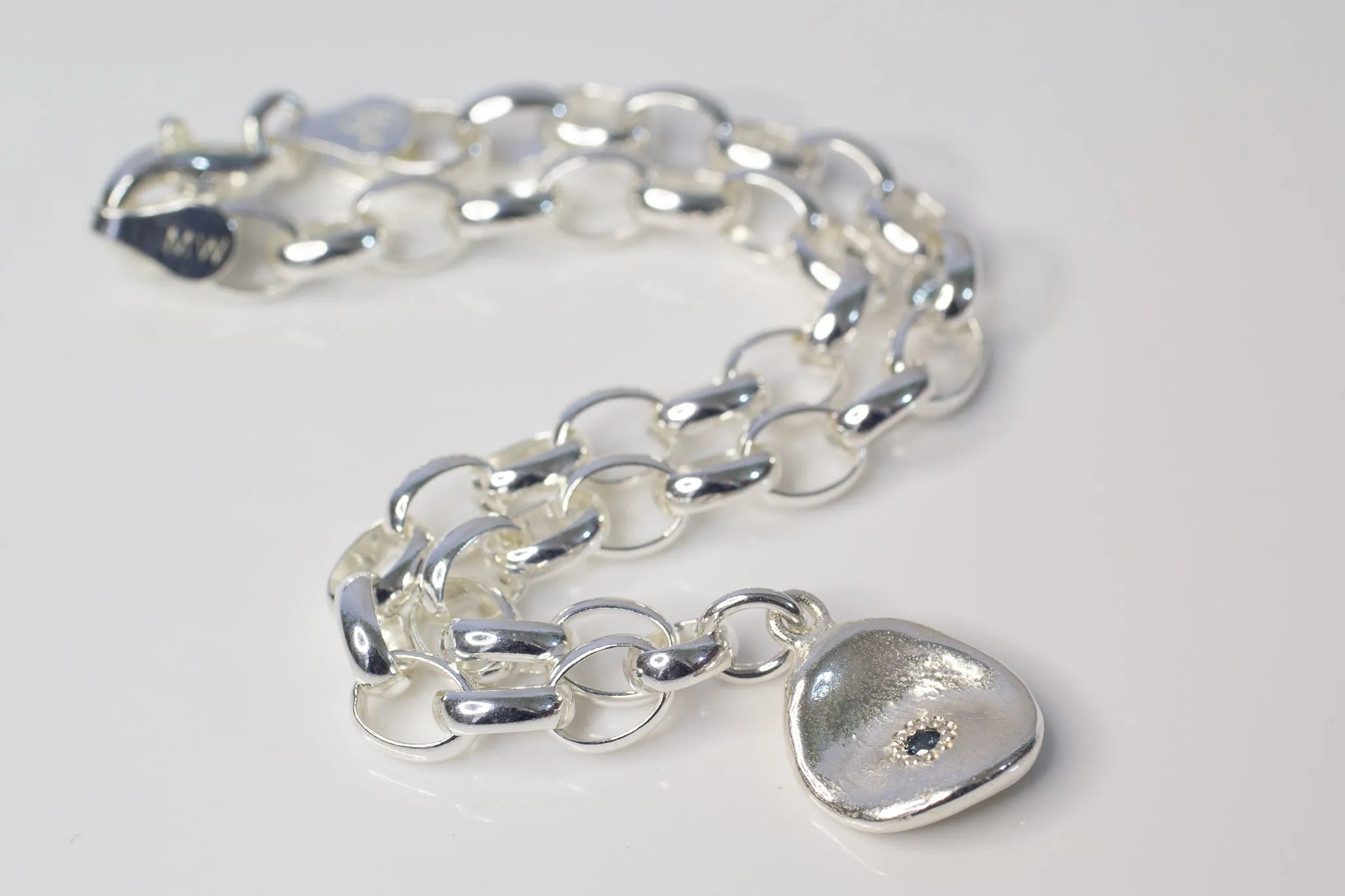 Waterdrop Charm Bracelet with Sapphire - Sterling Silver sold by Sophie Divett Jewelry product image thumbnail 2