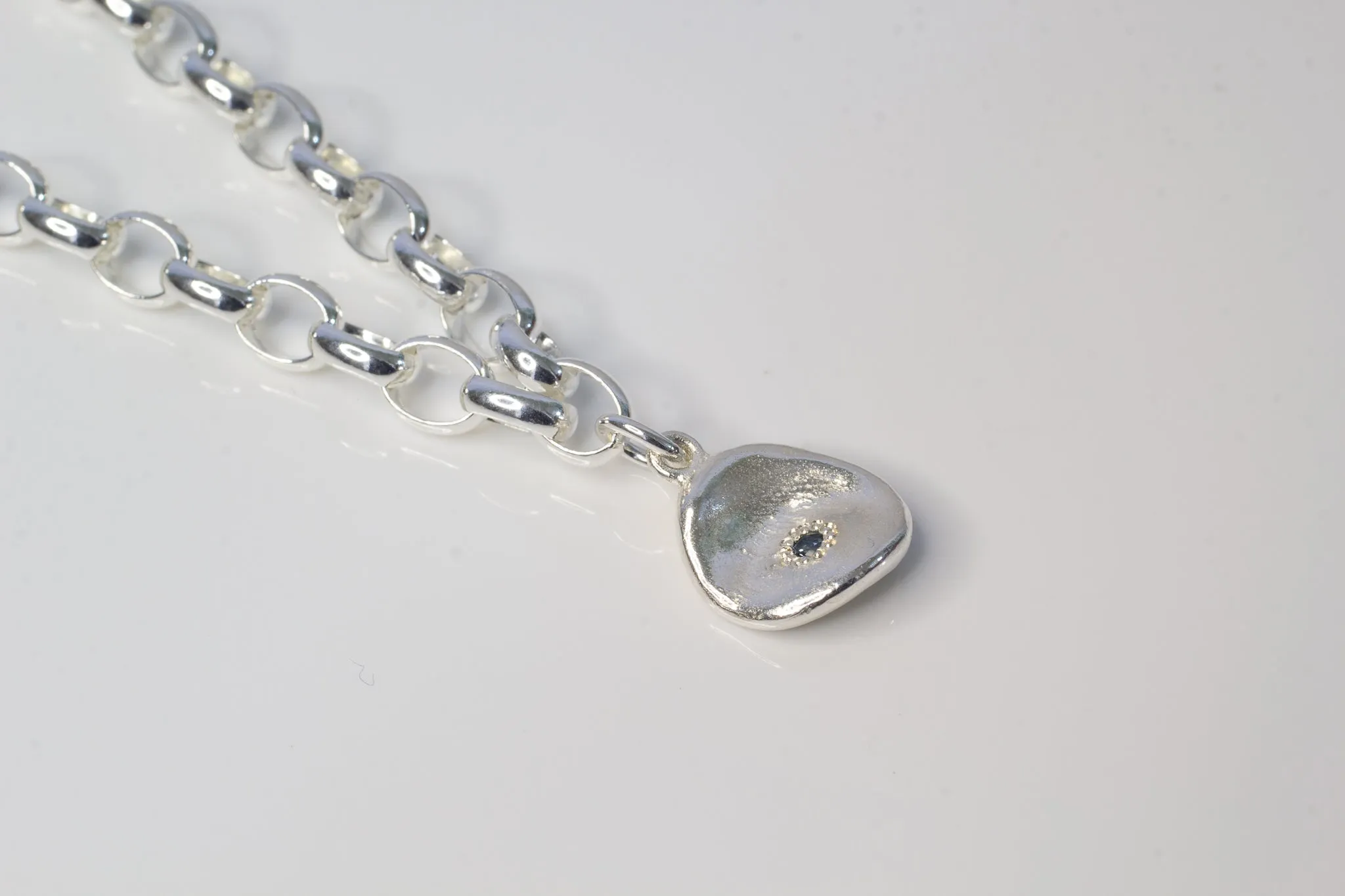 Waterdrop Charm Bracelet with Sapphire - Sterling Silver sold by Sophie Divett Jewelry product image thumbnail 4